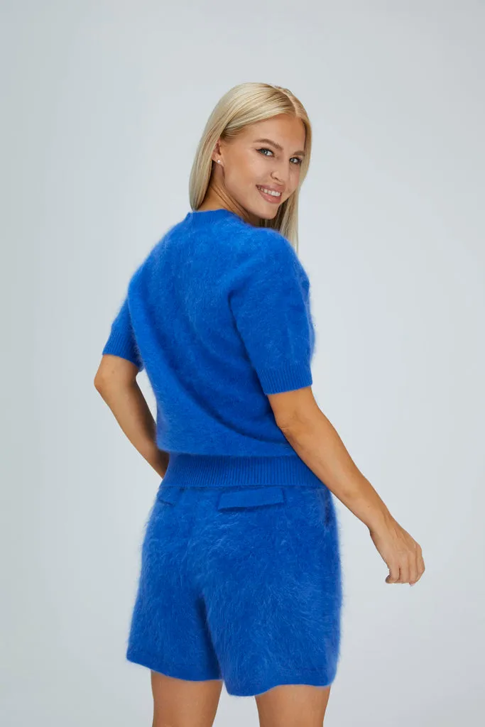 Fleecy Short-Sleeved Brushed Cashmere Top