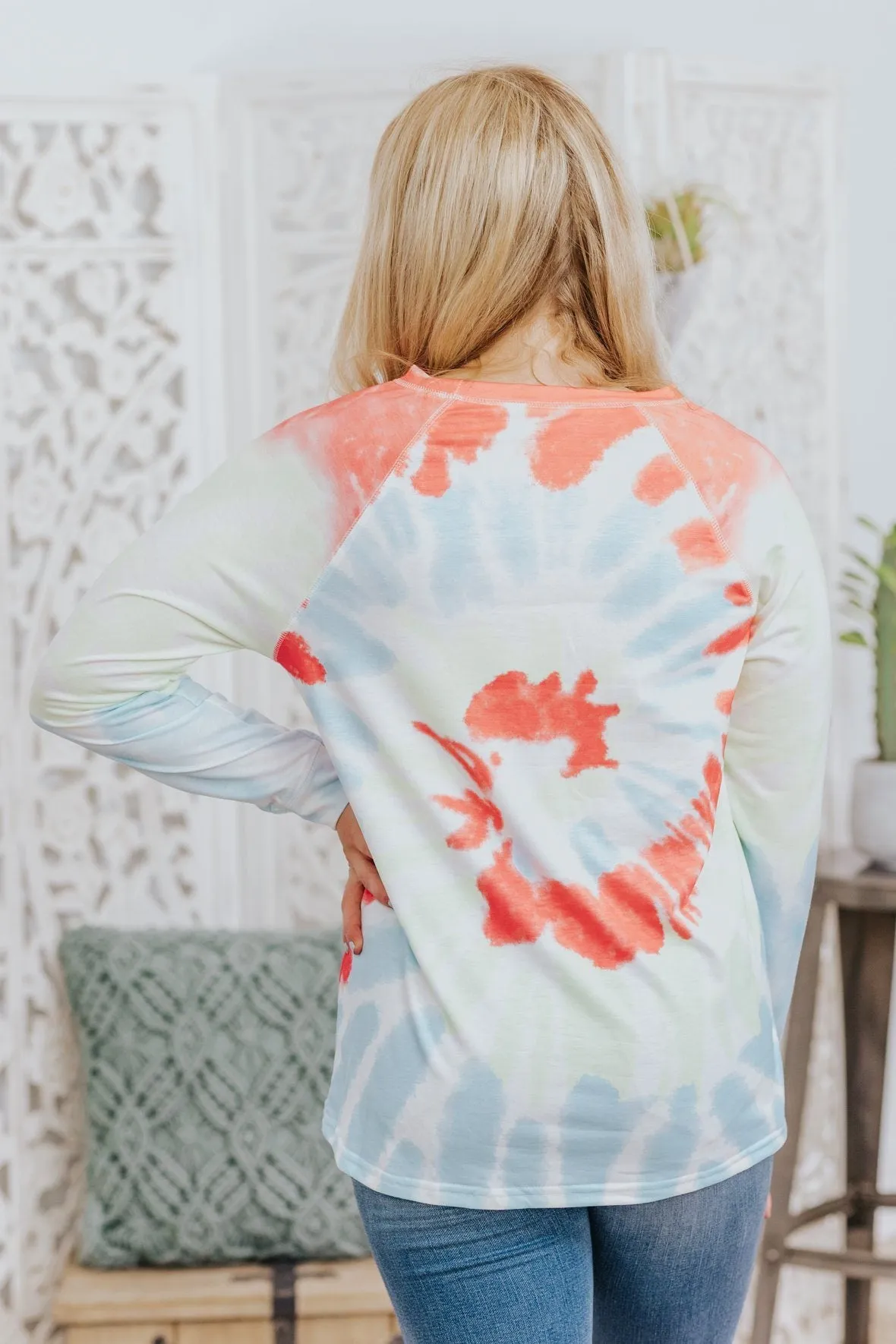 Georgia On My Mind Tie Dye Long Sleeve Top in Sky Blue