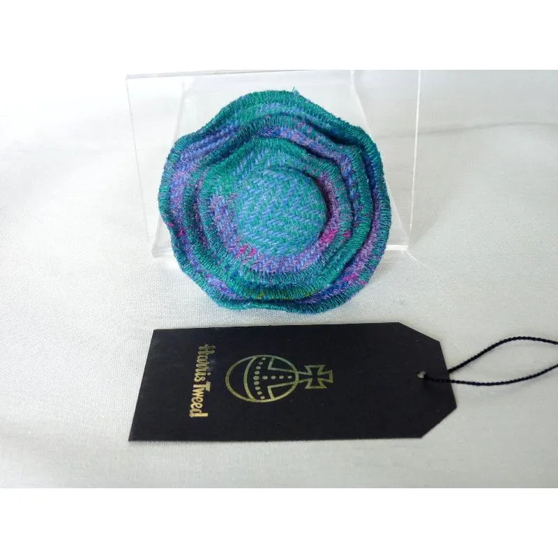 Harris Tweed Three Layer Brooch - Mint & Purple