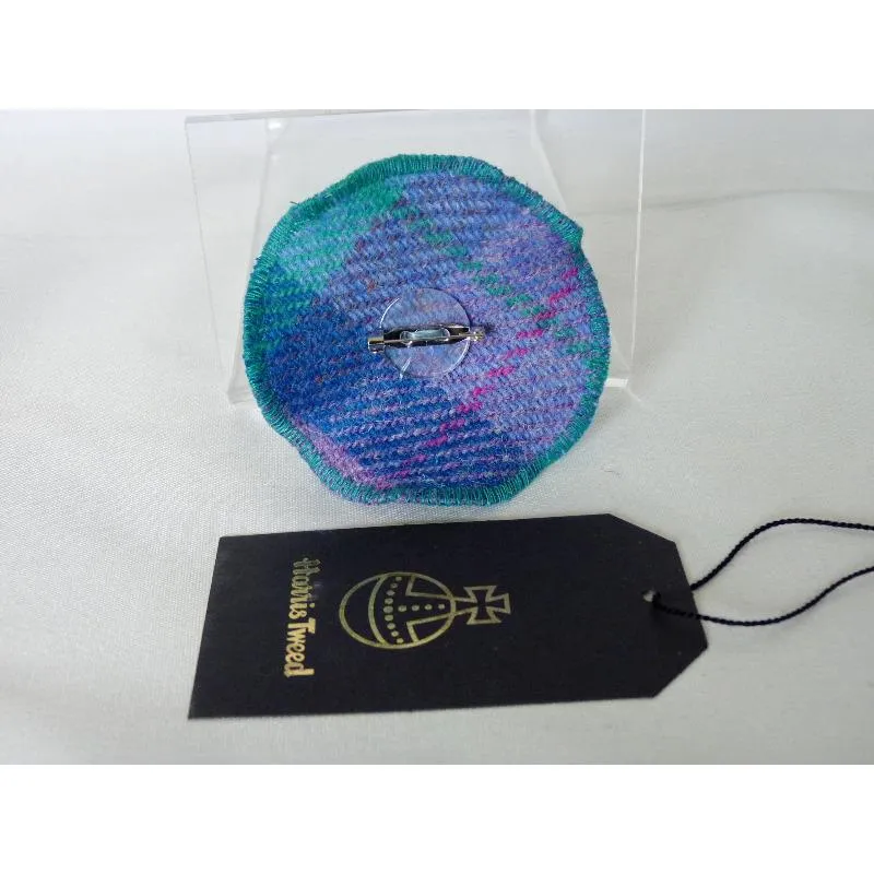 Harris Tweed Three Layer Brooch - Mint & Purple