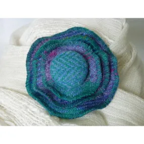 Harris Tweed Three Layer Brooch - Mint & Purple