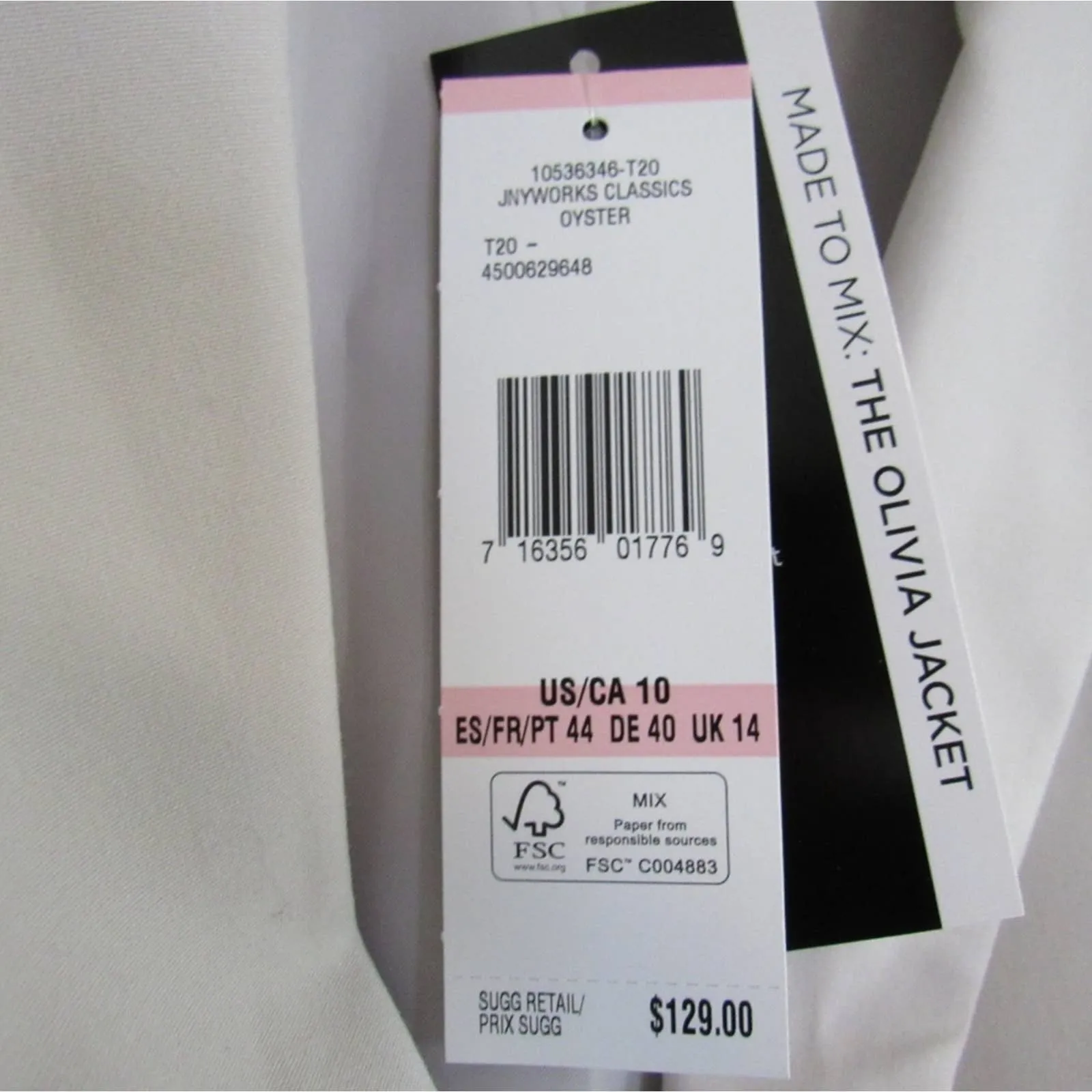 Jones NY Olivia Seasonless Stretch Jacket Blazer Oyster
