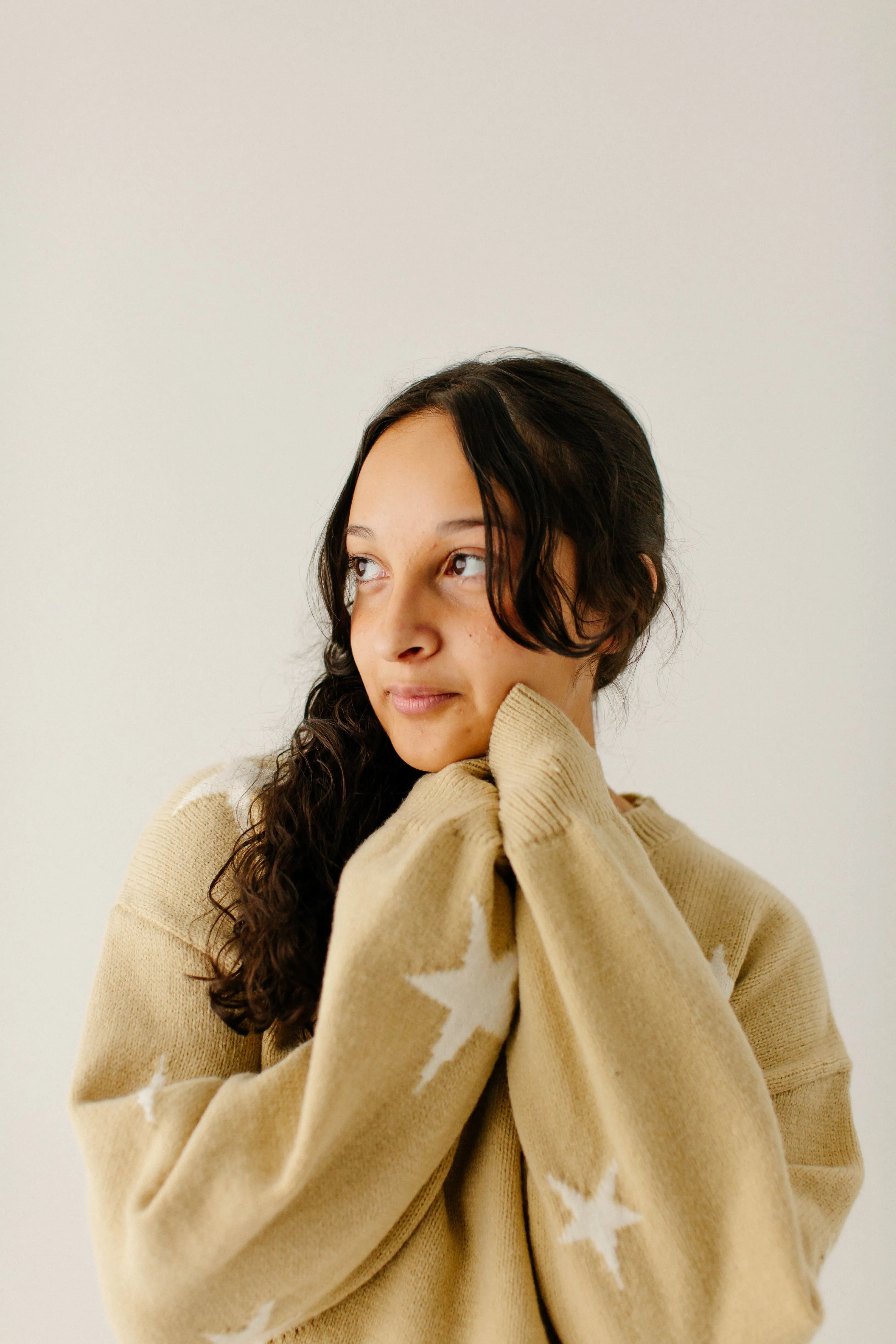 'Kayden' Star Detail Sweater in Taupe FINAL SALE