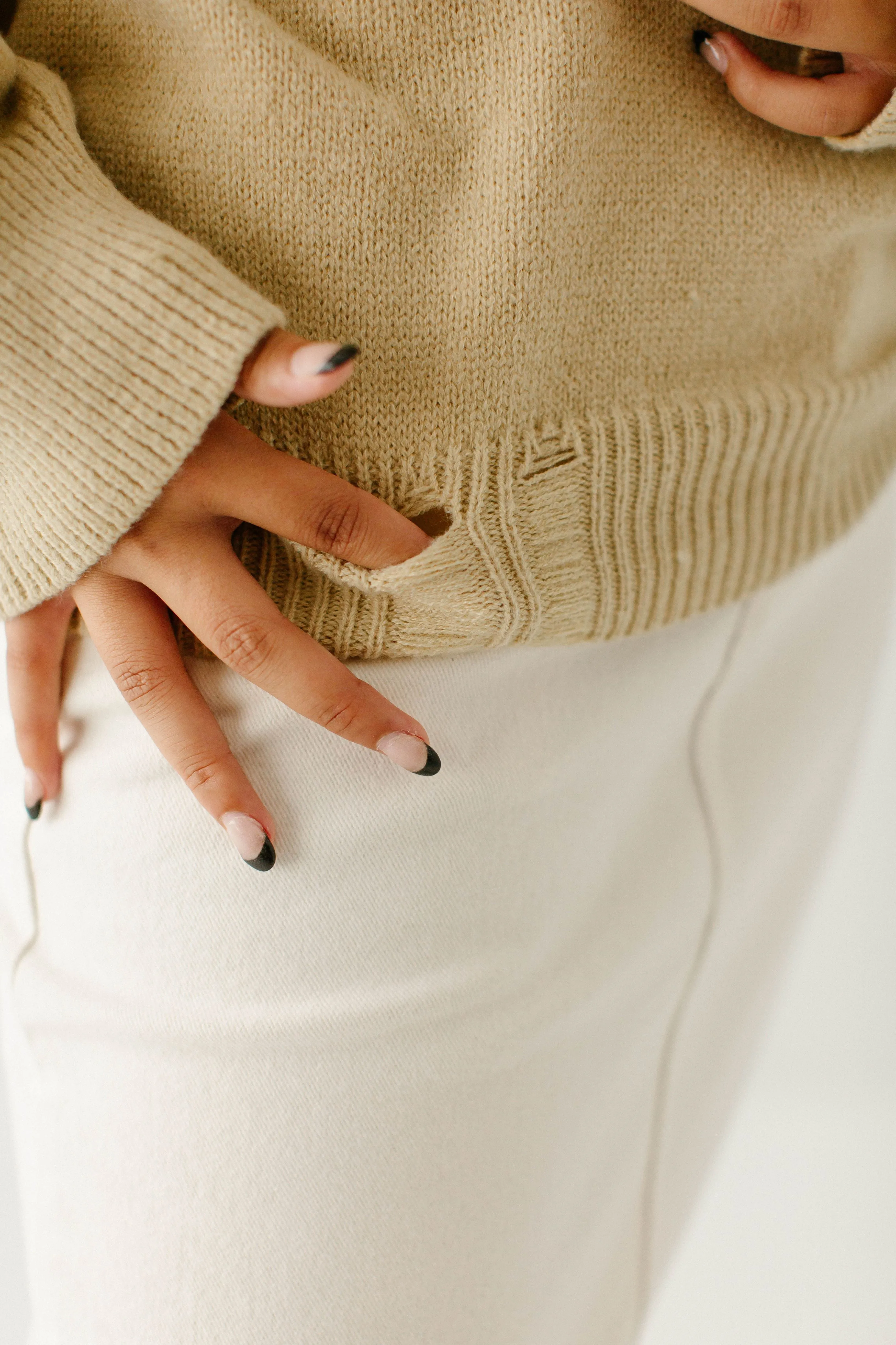 'Kayden' Star Detail Sweater in Taupe FINAL SALE