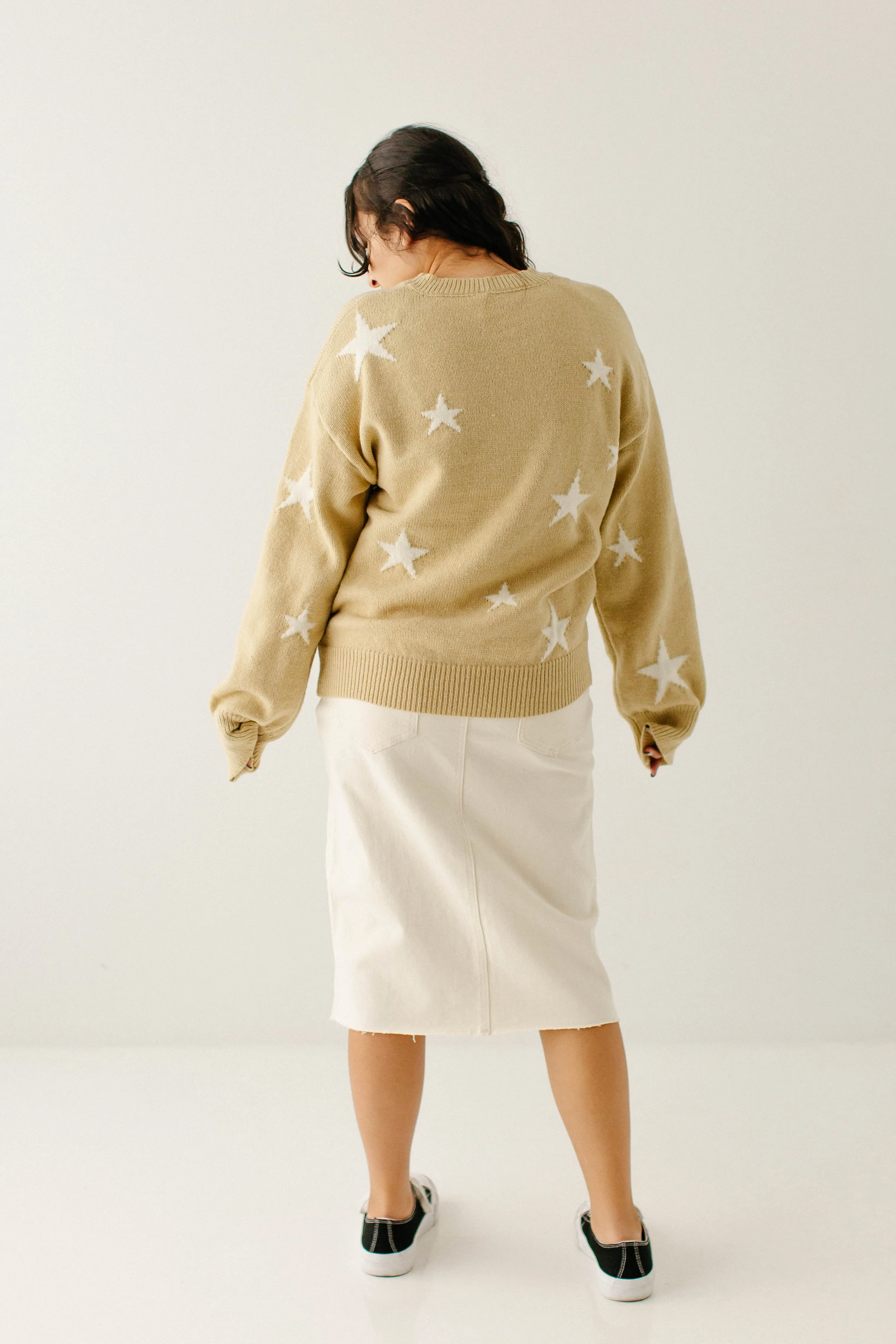 'Kayden' Star Detail Sweater in Taupe FINAL SALE