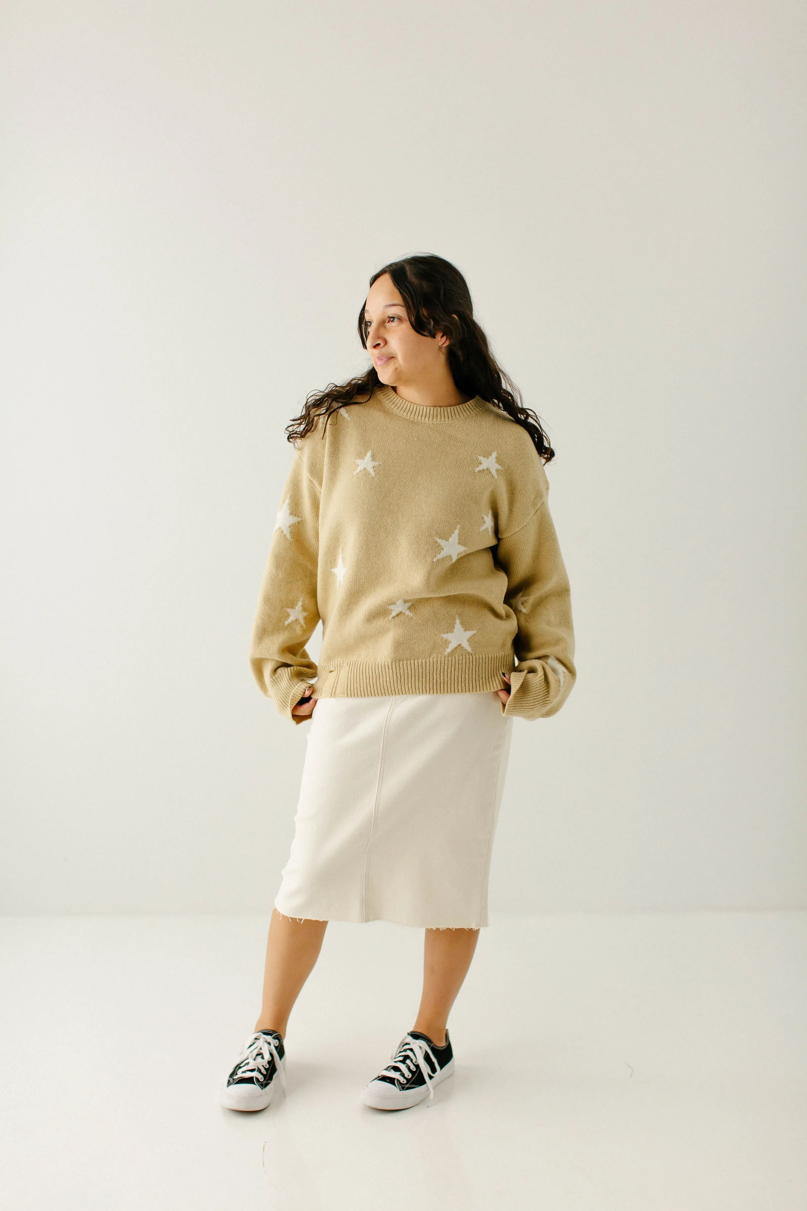 'Kayden' Star Detail Sweater in Taupe FINAL SALE