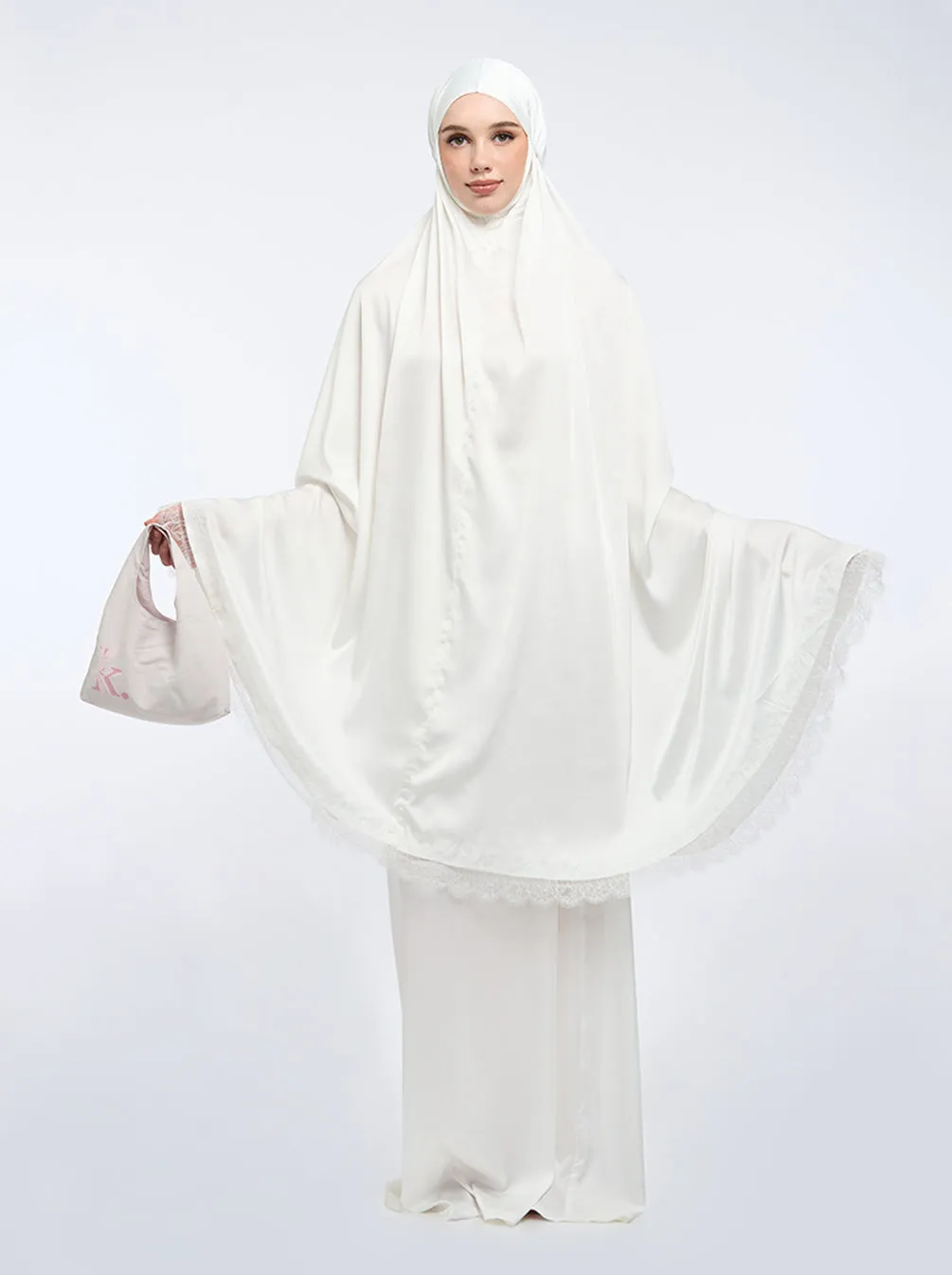 LACE PRAYER SET PLAIN WHITE