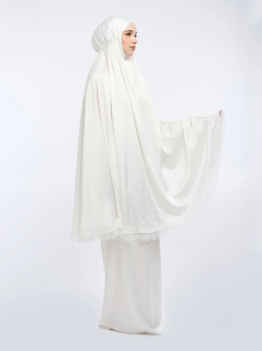 LACE PRAYER SET PLAIN WHITE