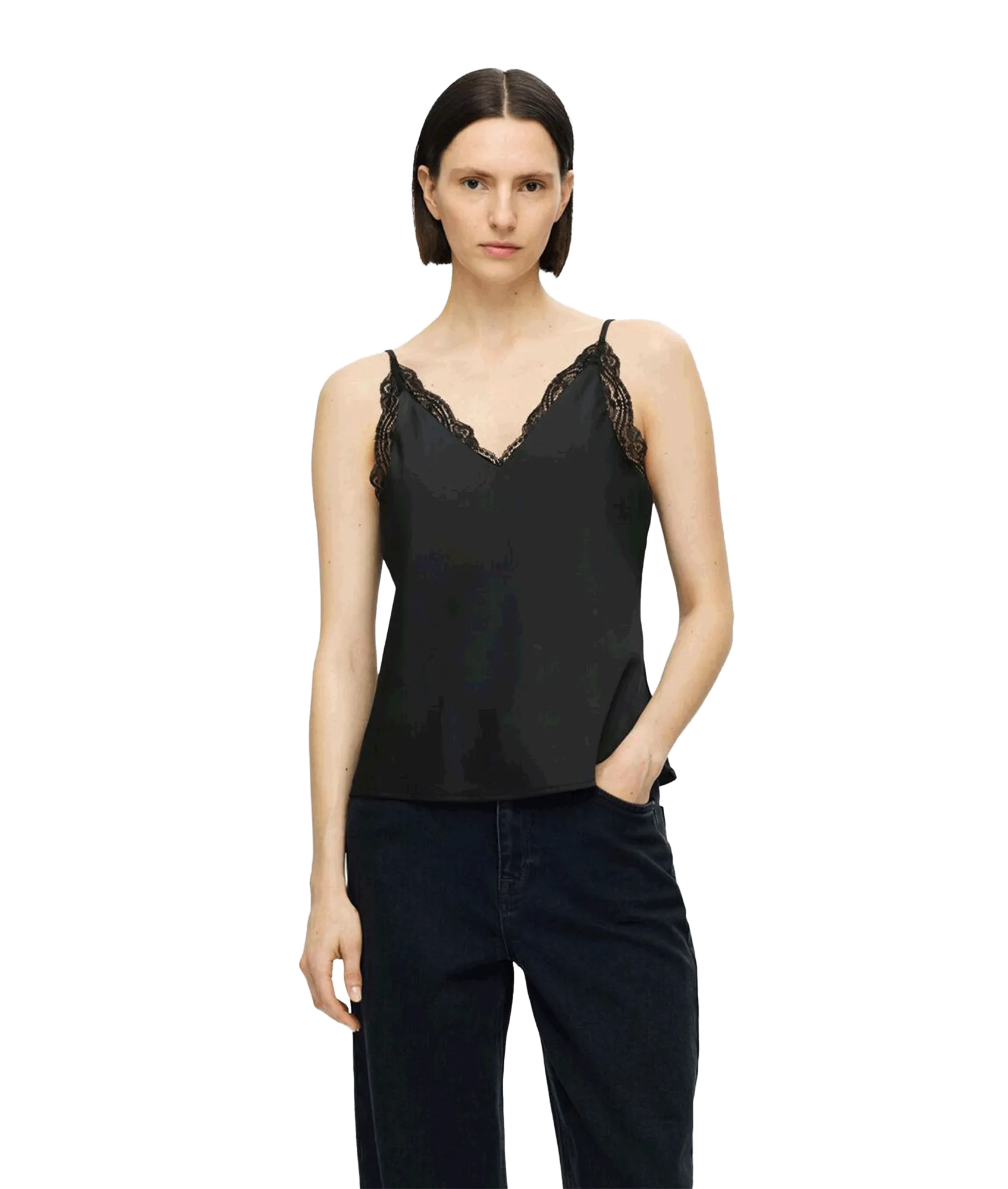 Lace Strap Top - Black