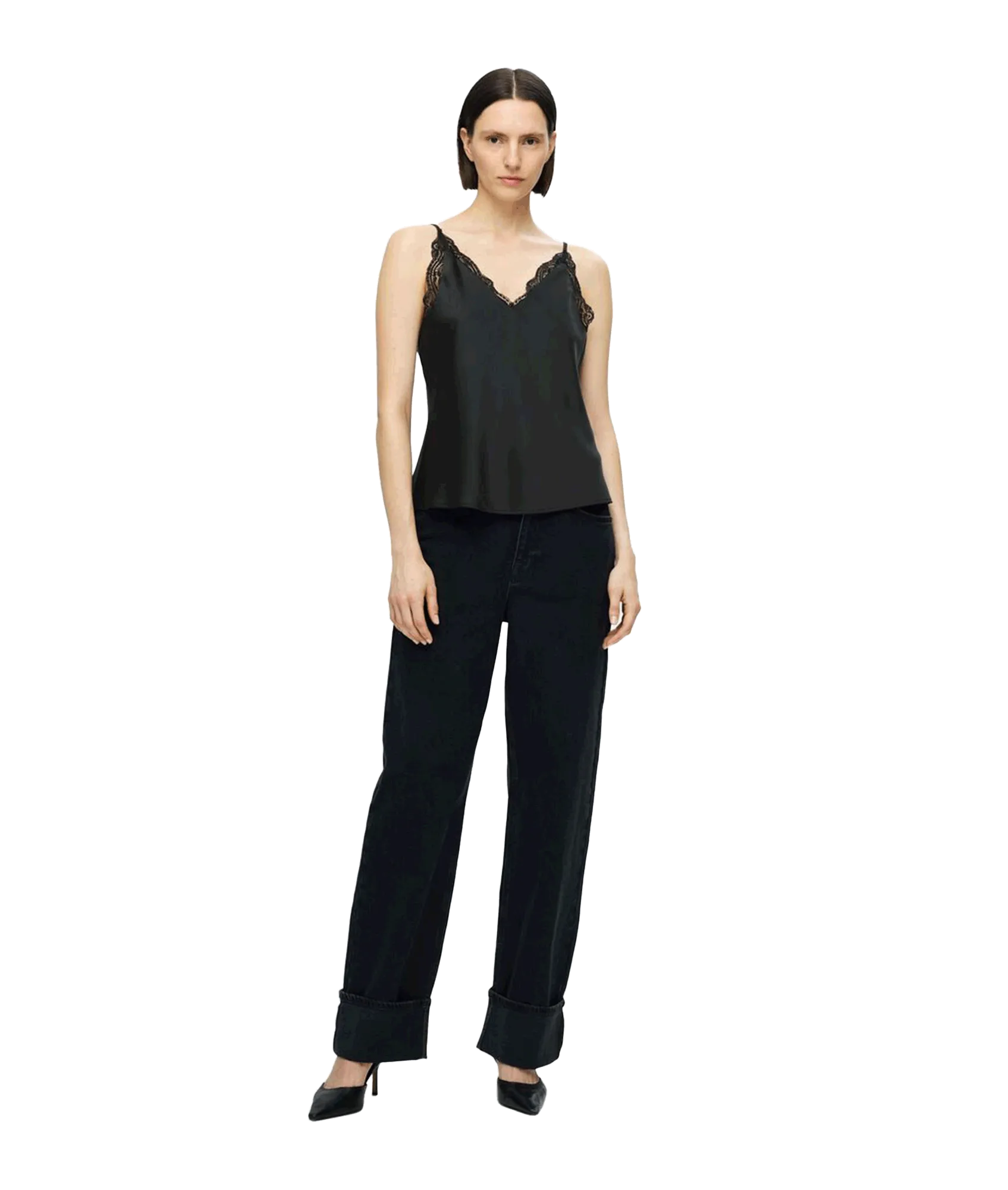 Lace Strap Top - Black