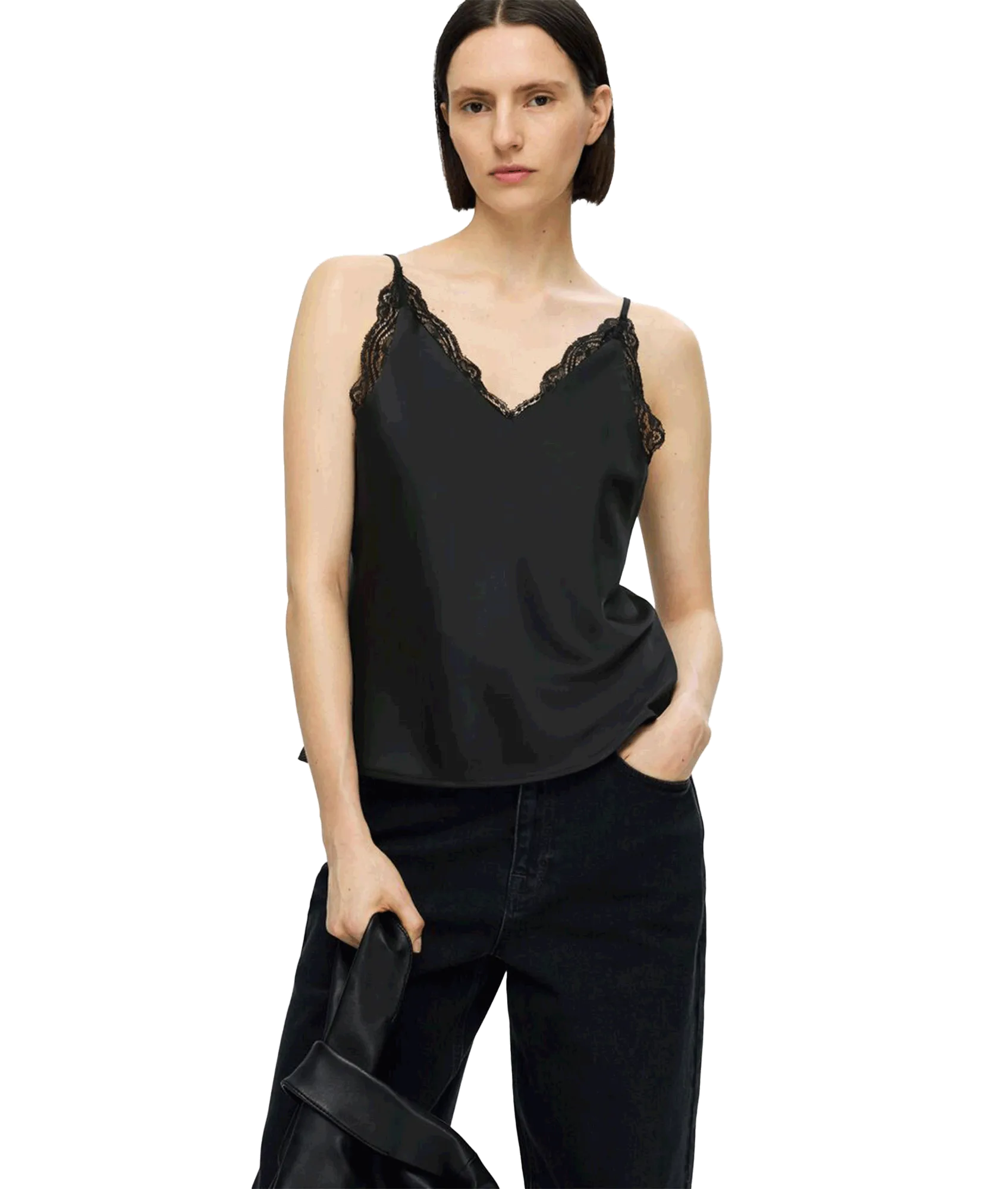 Lace Strap Top - Black