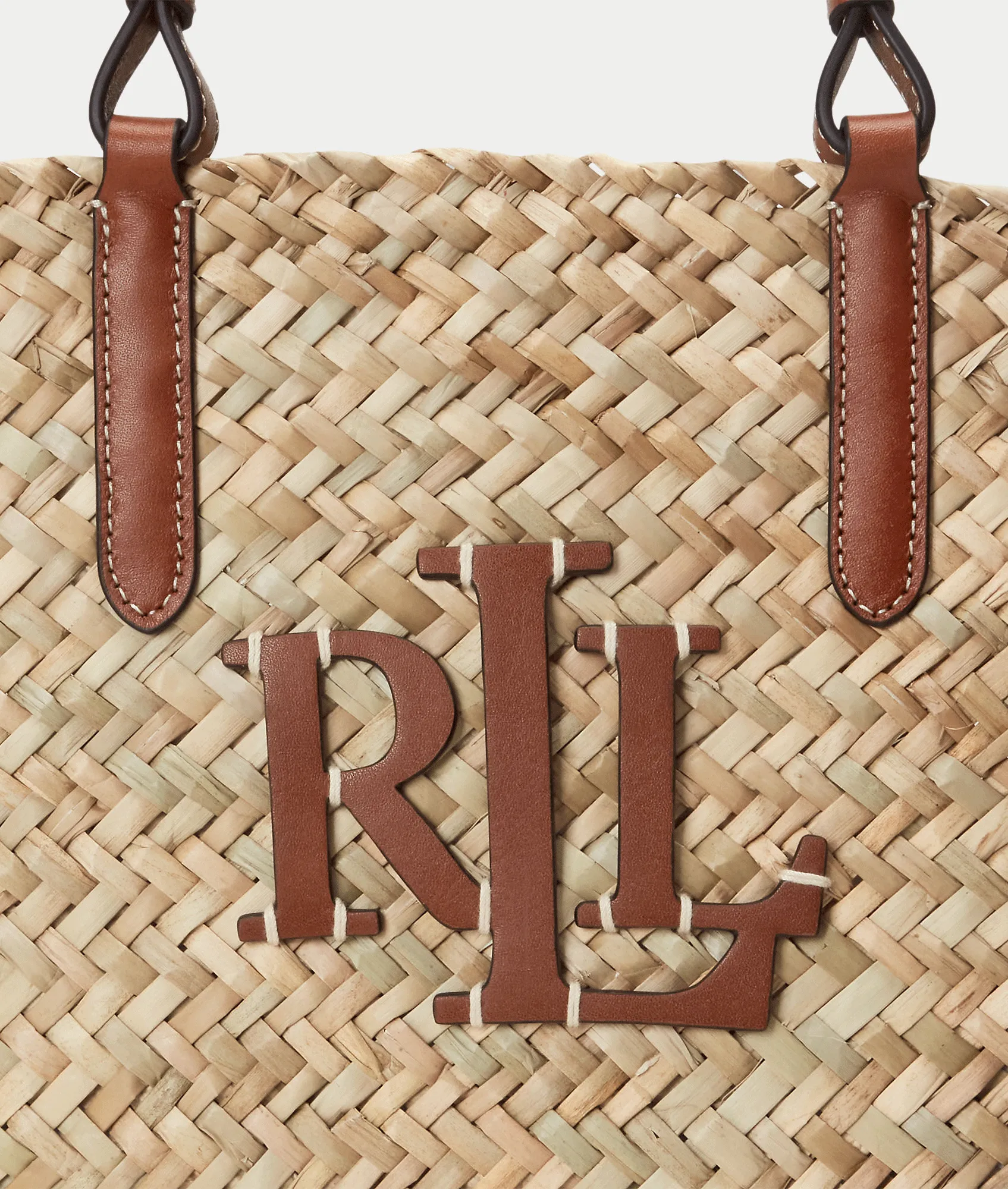 Leather-trim Straw Medium Shelbie Tote - Brown