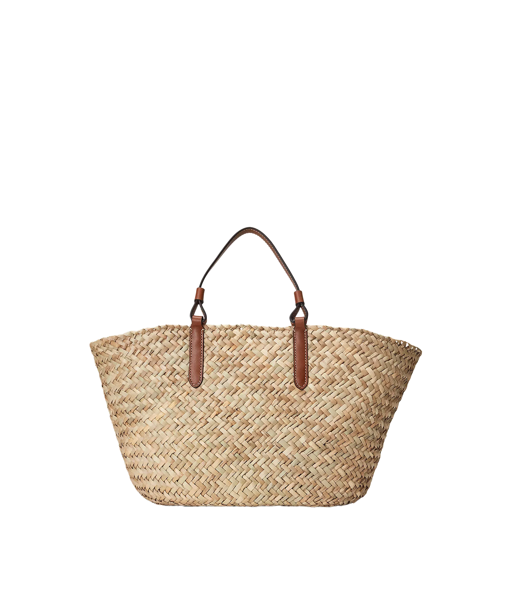Leather-trim Straw Medium Shelbie Tote - Brown