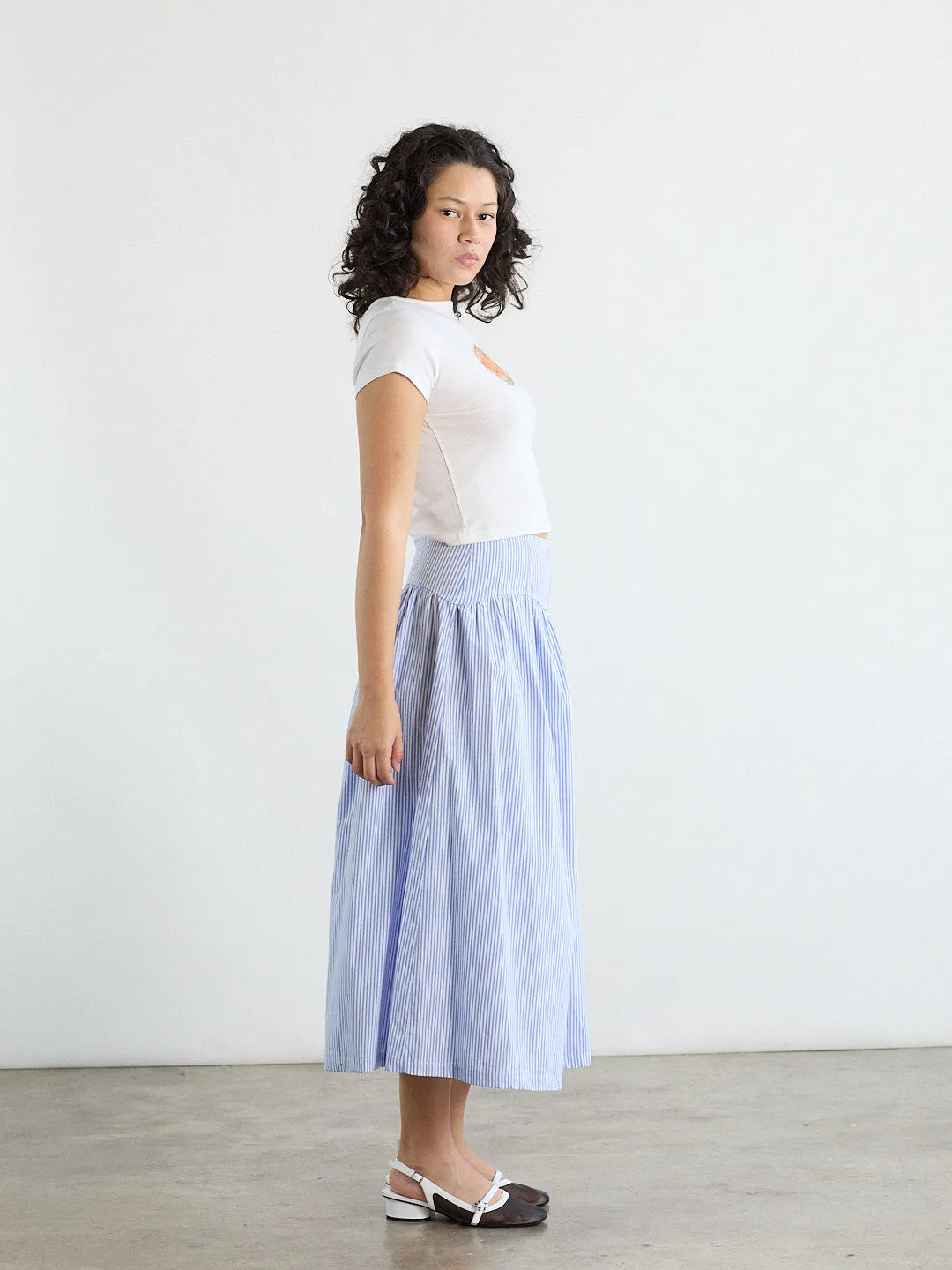 Maeve Midi Skirt - Blue Stripe