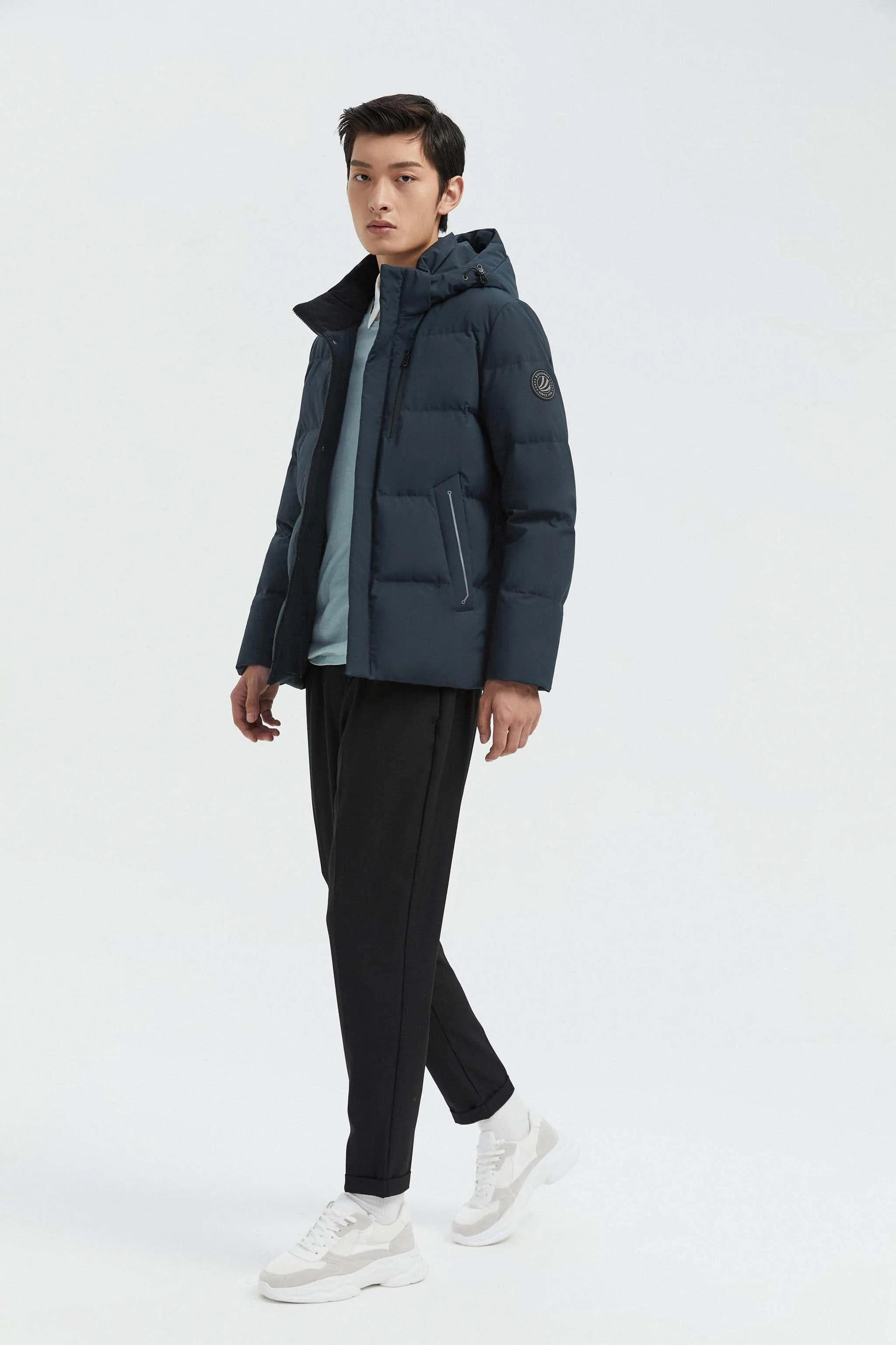 Men's detachable hood cropped jacket