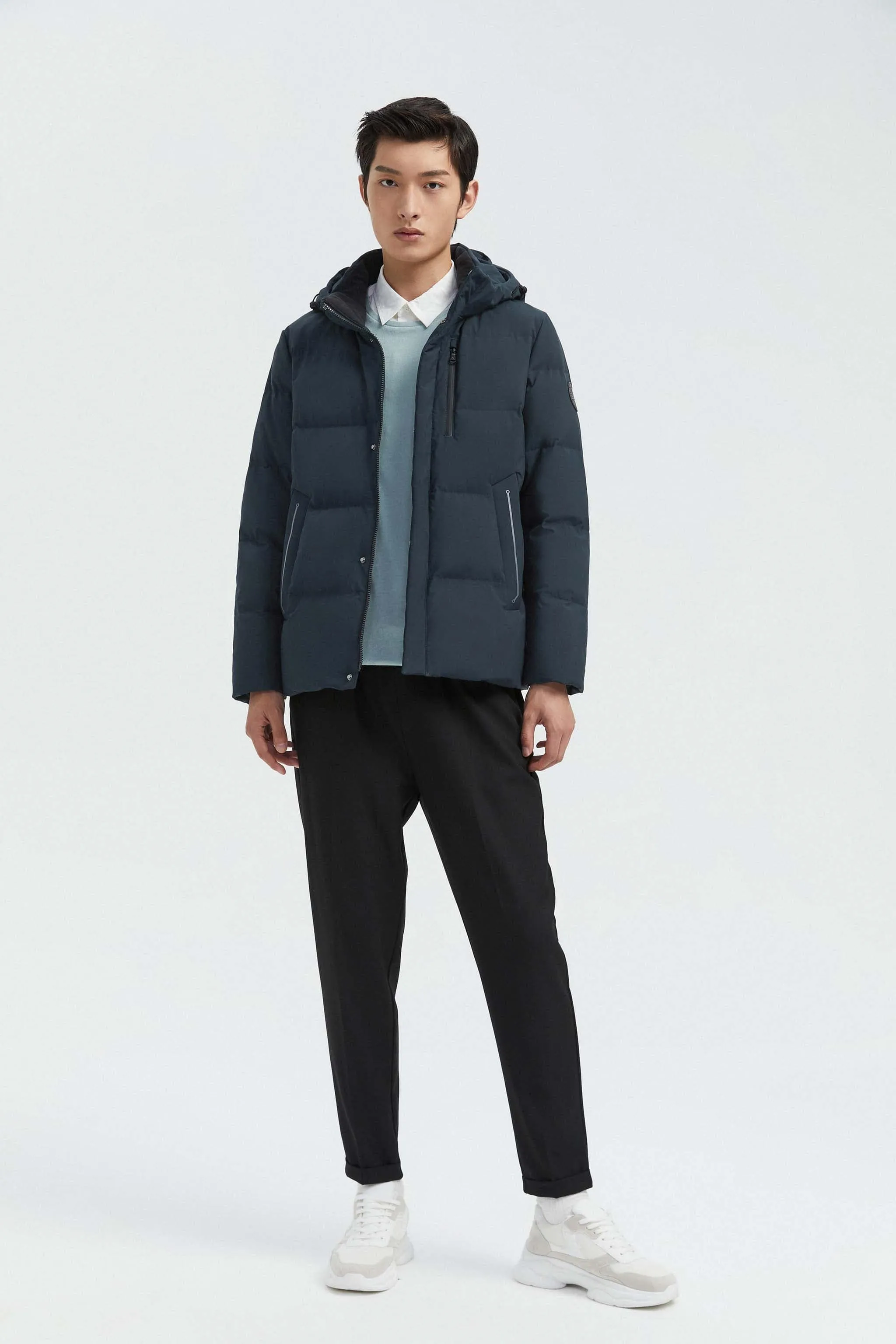 Men's detachable hood cropped jacket