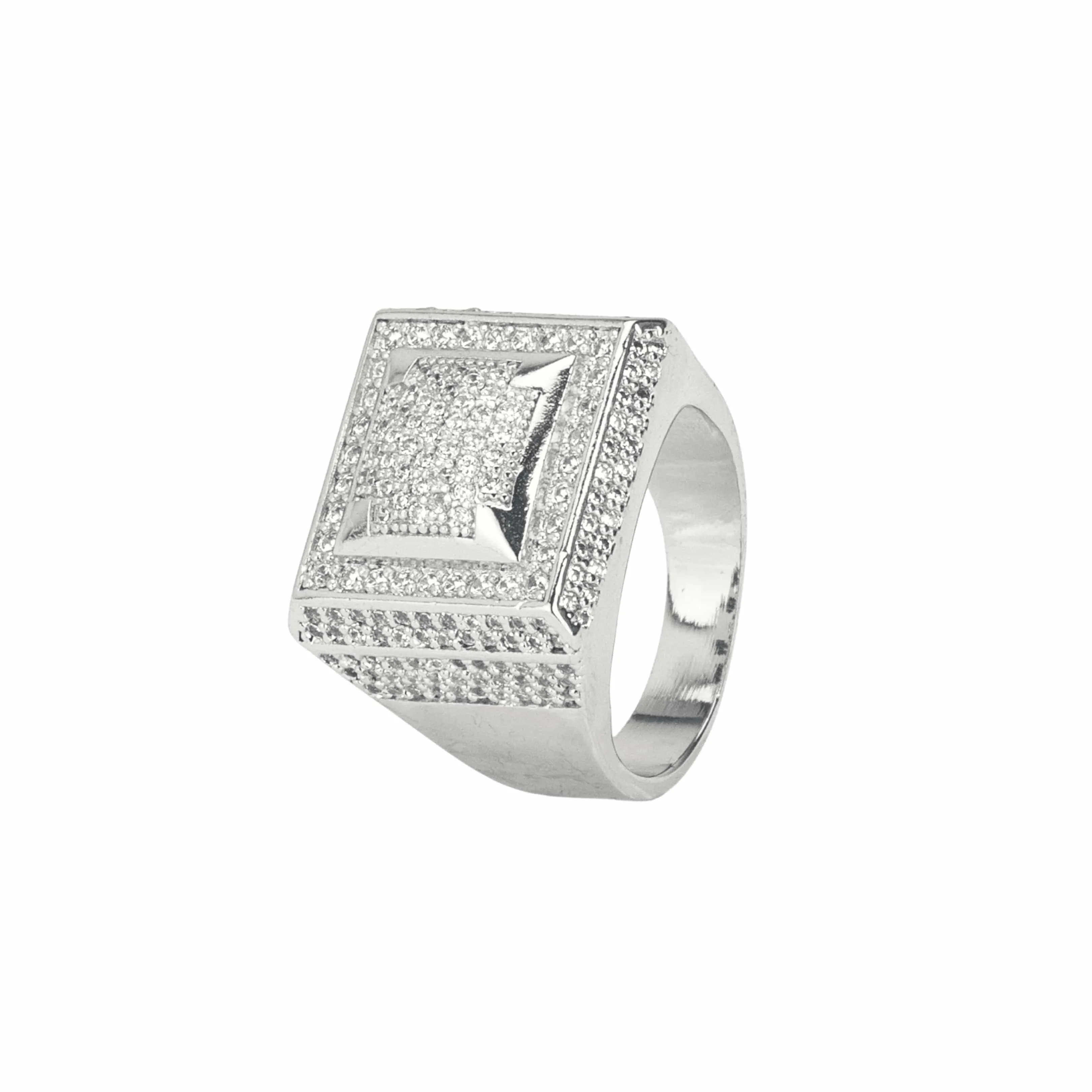 Moissanite Square Paved Ring - 925 Silver - D Colour - VVS1