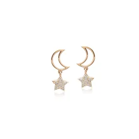 Moon & Star Cubic Zirconia Earrings