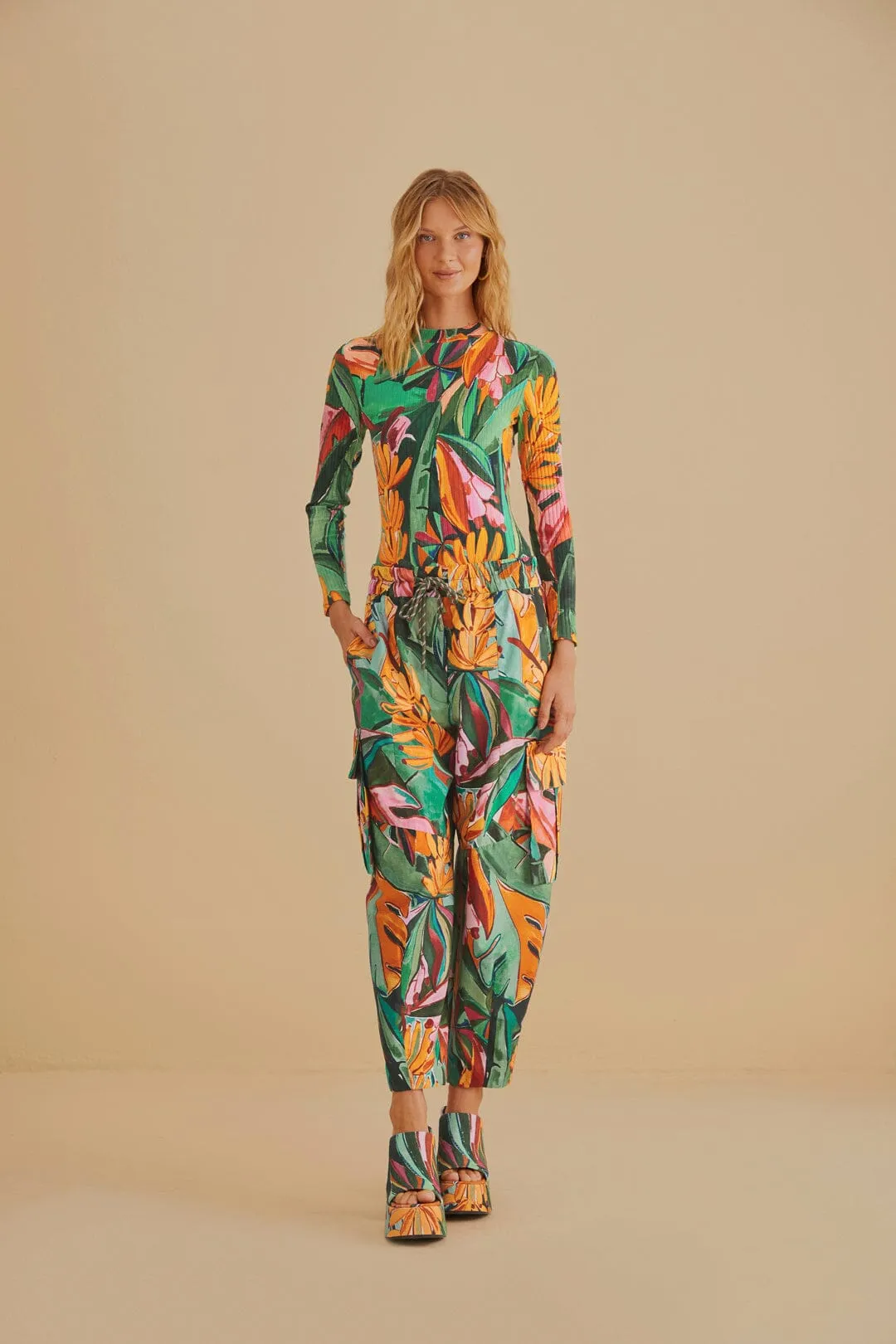 Multicolor Banana Foliage Organic Cotton Bodysuit