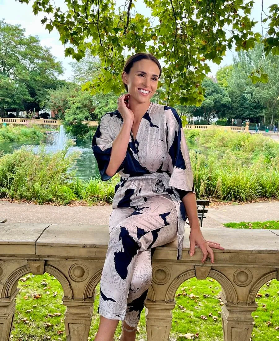 Navy Leaf Kimono Sleeve Jumpsuit