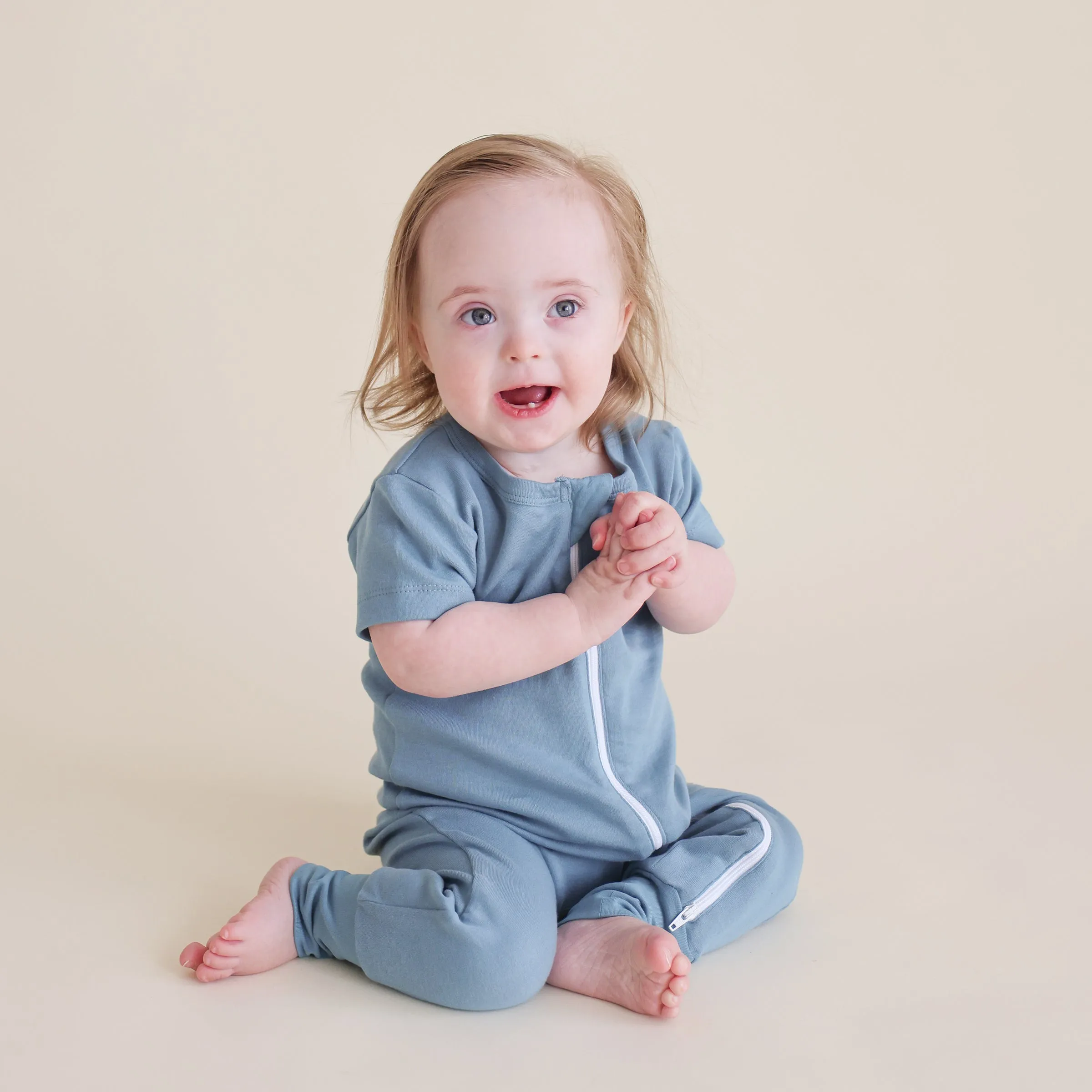 Organic Essential Basics '2-Way' Zip Romper - Short Sleeve