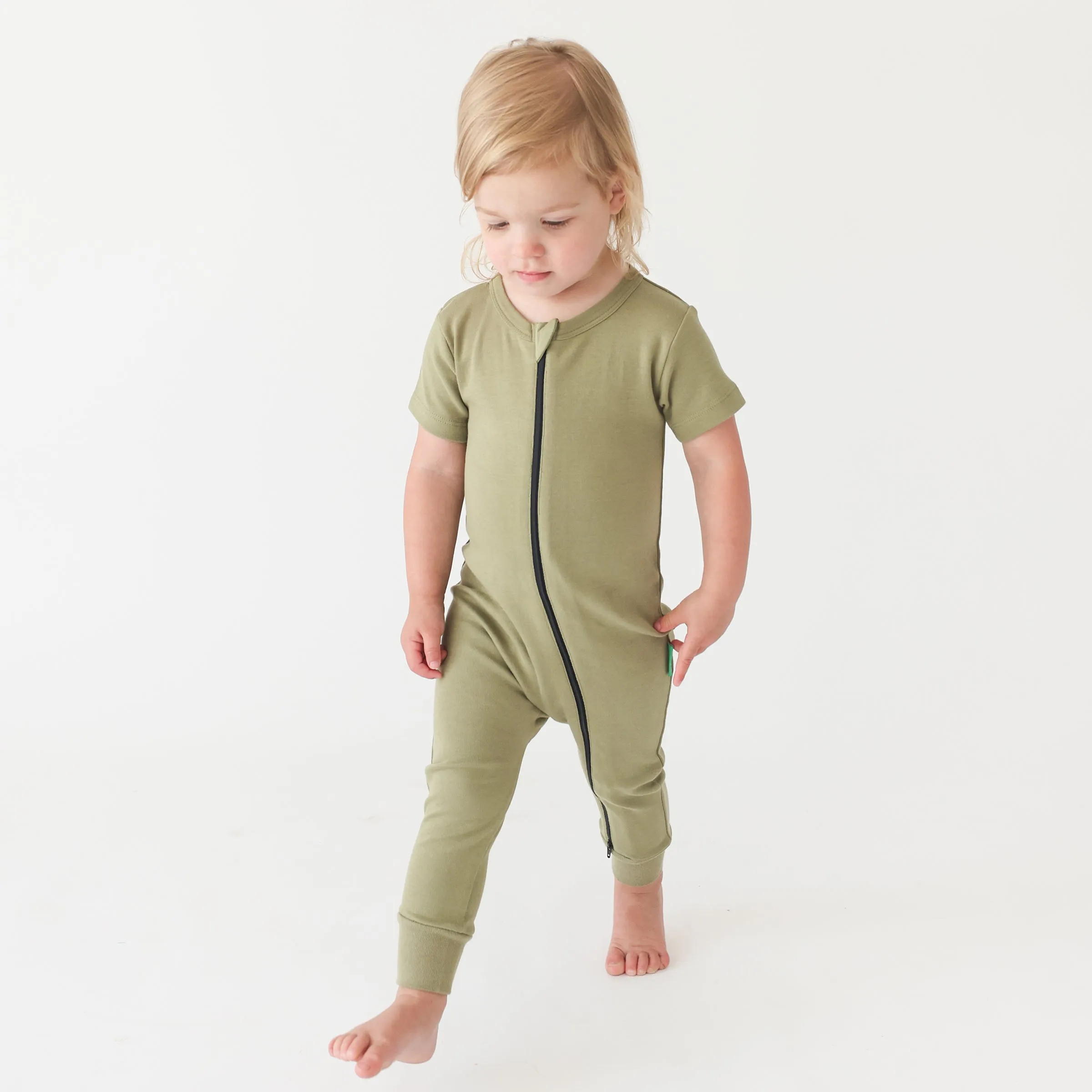 Organic Essential Basics '2-Way' Zip Romper - Short Sleeve
