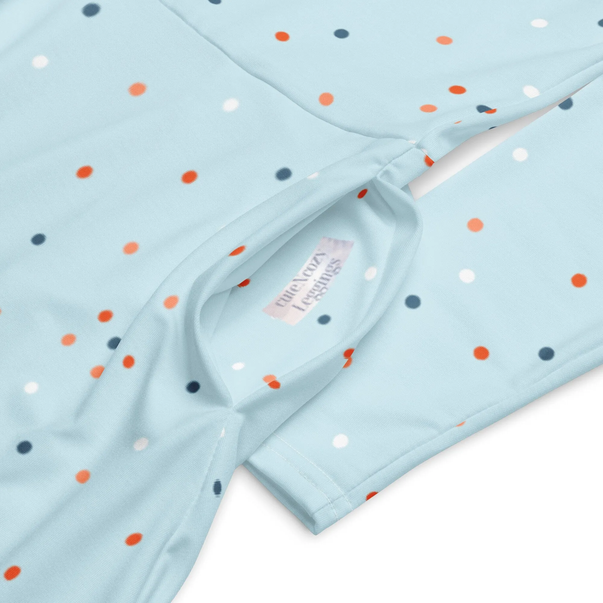 Powder Blue Polka Dot Long Sleeve Midi Dress with Pockets