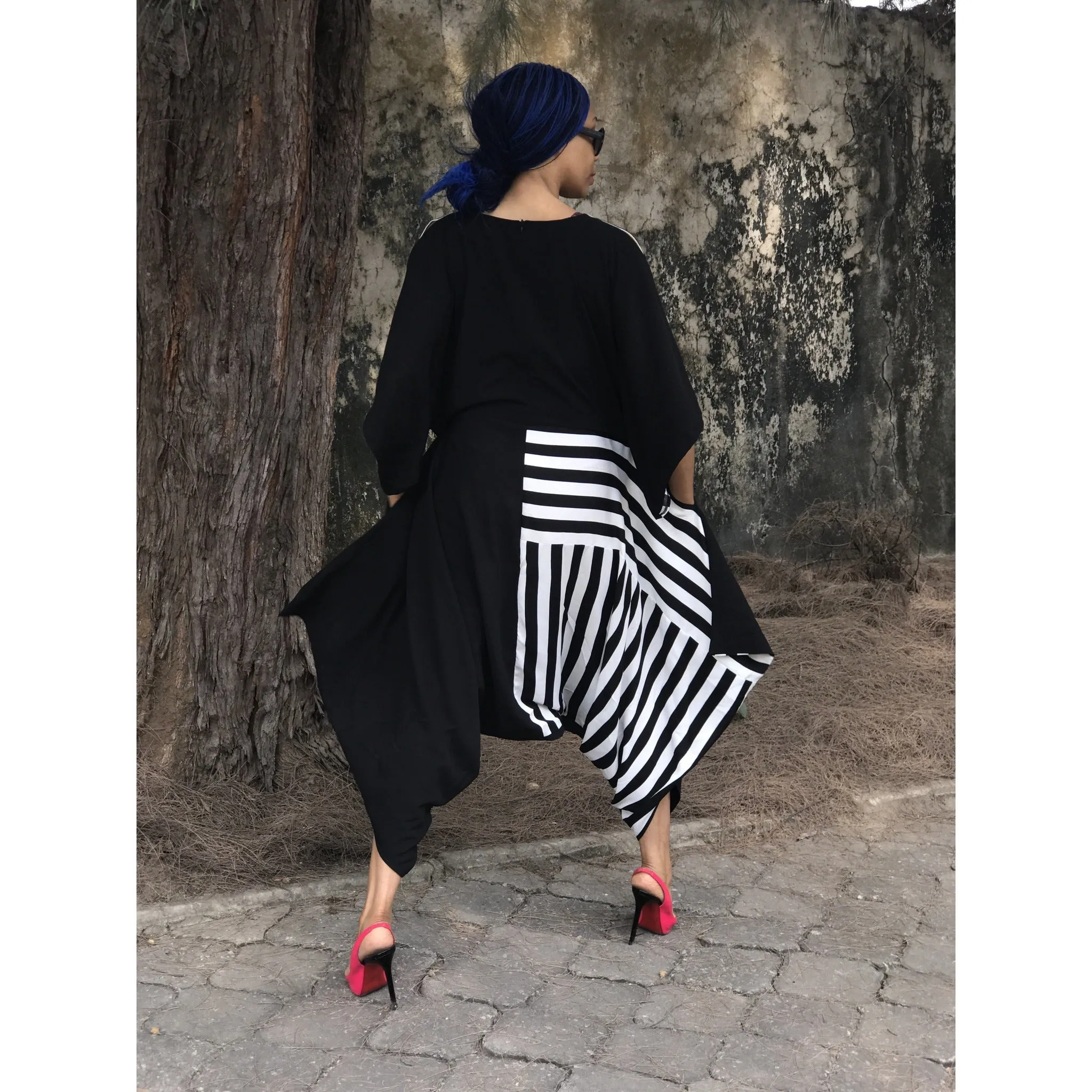 Reversible Black Favour Essouira With Black &White Stripe Détail