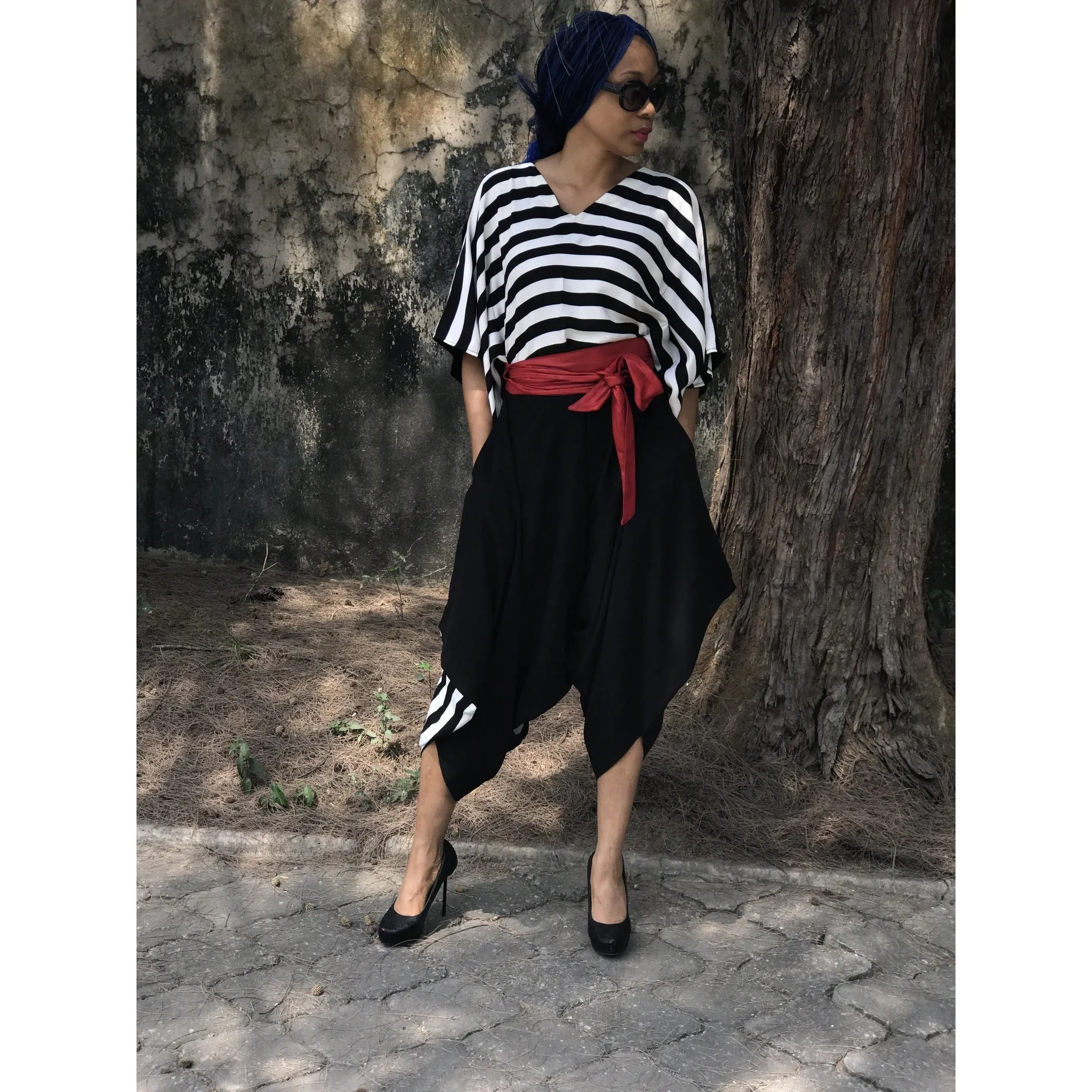 Reversible Black Favour Essouira With Black &White Stripe Détail