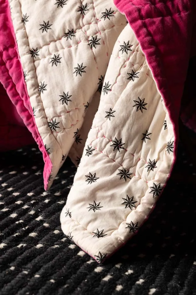 Reversible Hot Pink Star Throw
