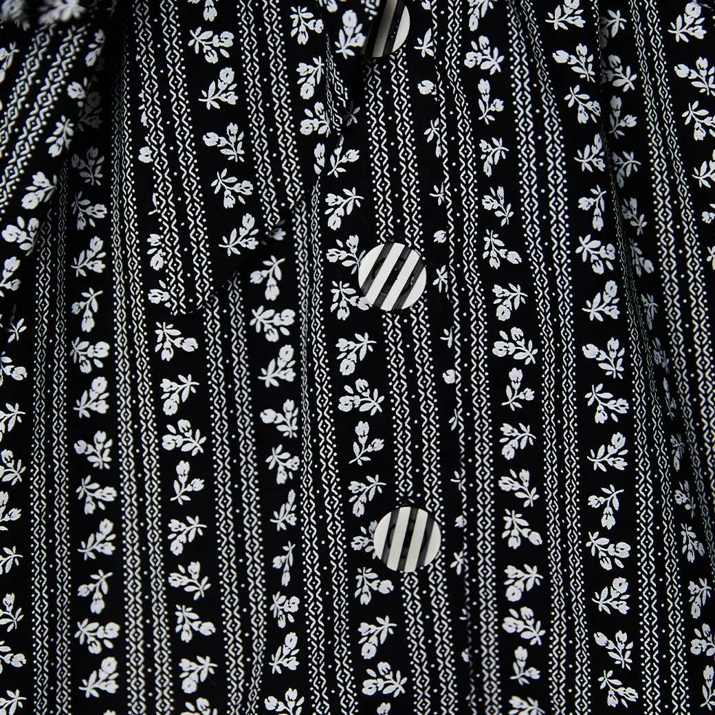 SAMPLE - Big Bow Blouse Cropped - Black Micro Floral