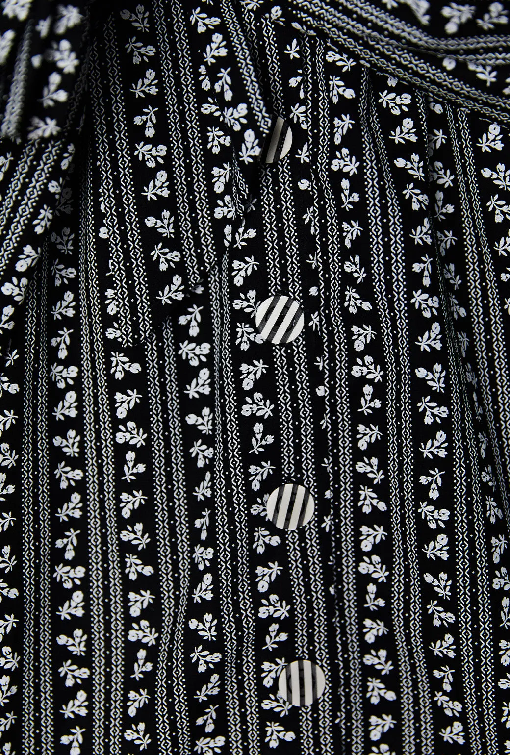 SAMPLE - Big Bow Blouse Cropped - Black Micro Floral