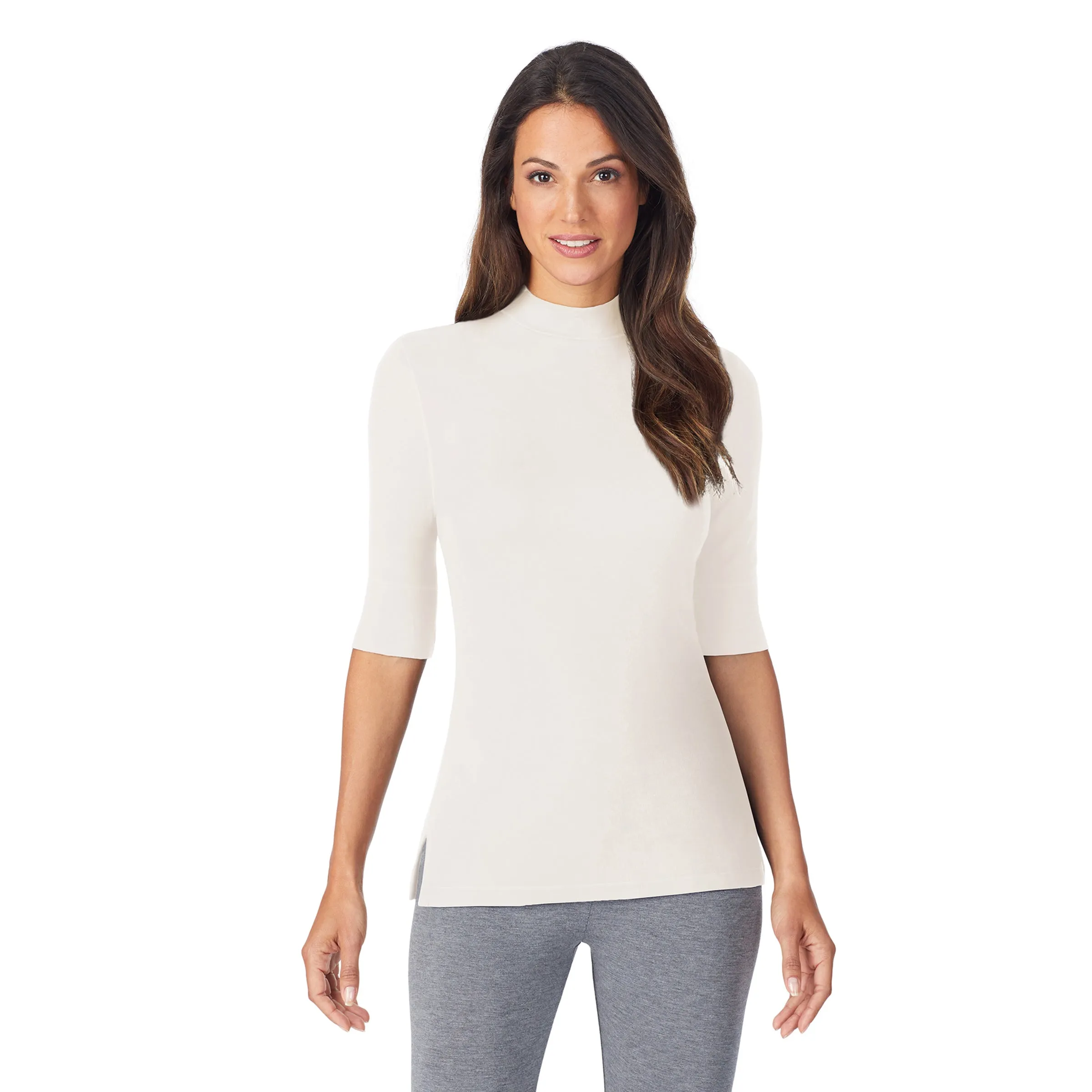 Softwear With Stretch Elbow Sleeve Mock Neck