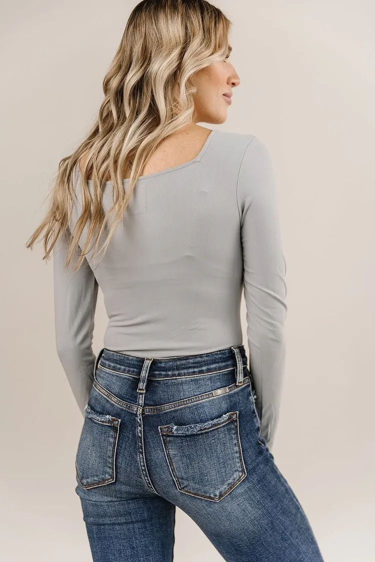 Stunner Long Sleeve Bodysuit - Light Grey