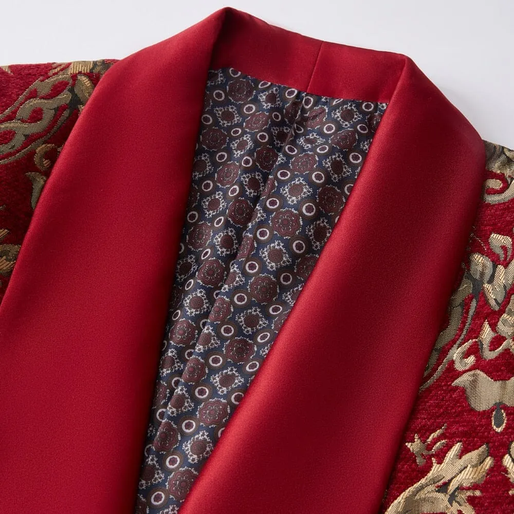 The Claret Jacquard Slim Fit Two-Piece Suit