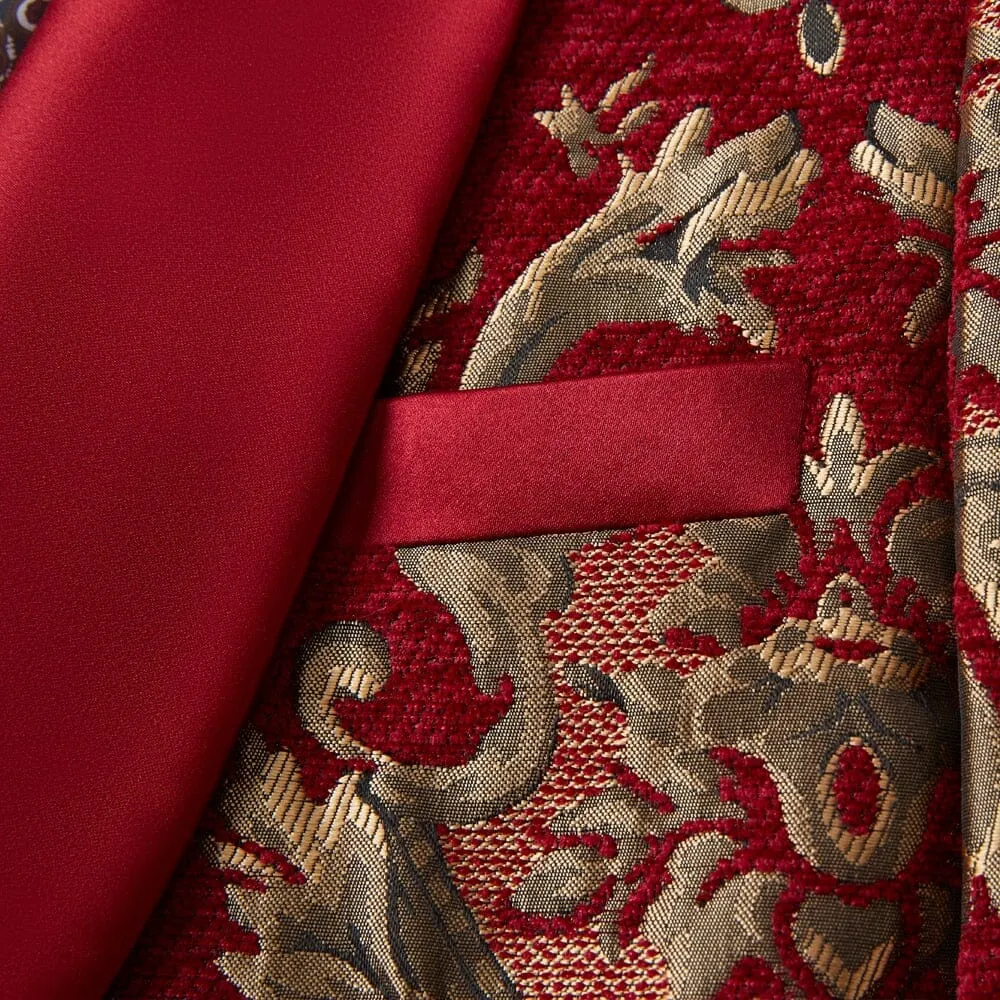 The Claret Jacquard Slim Fit Two-Piece Suit