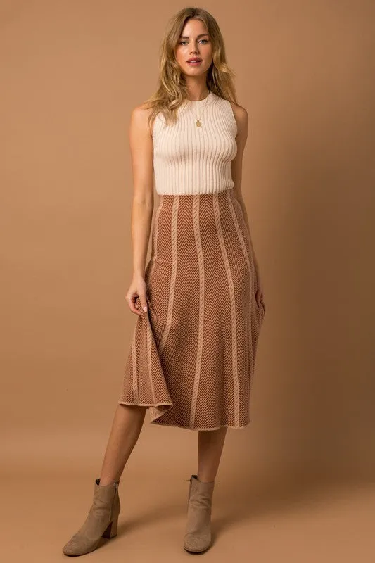 The Herringbone Stripe Sweater Skirt (DS)