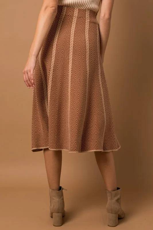 The Herringbone Stripe Sweater Skirt (DS)