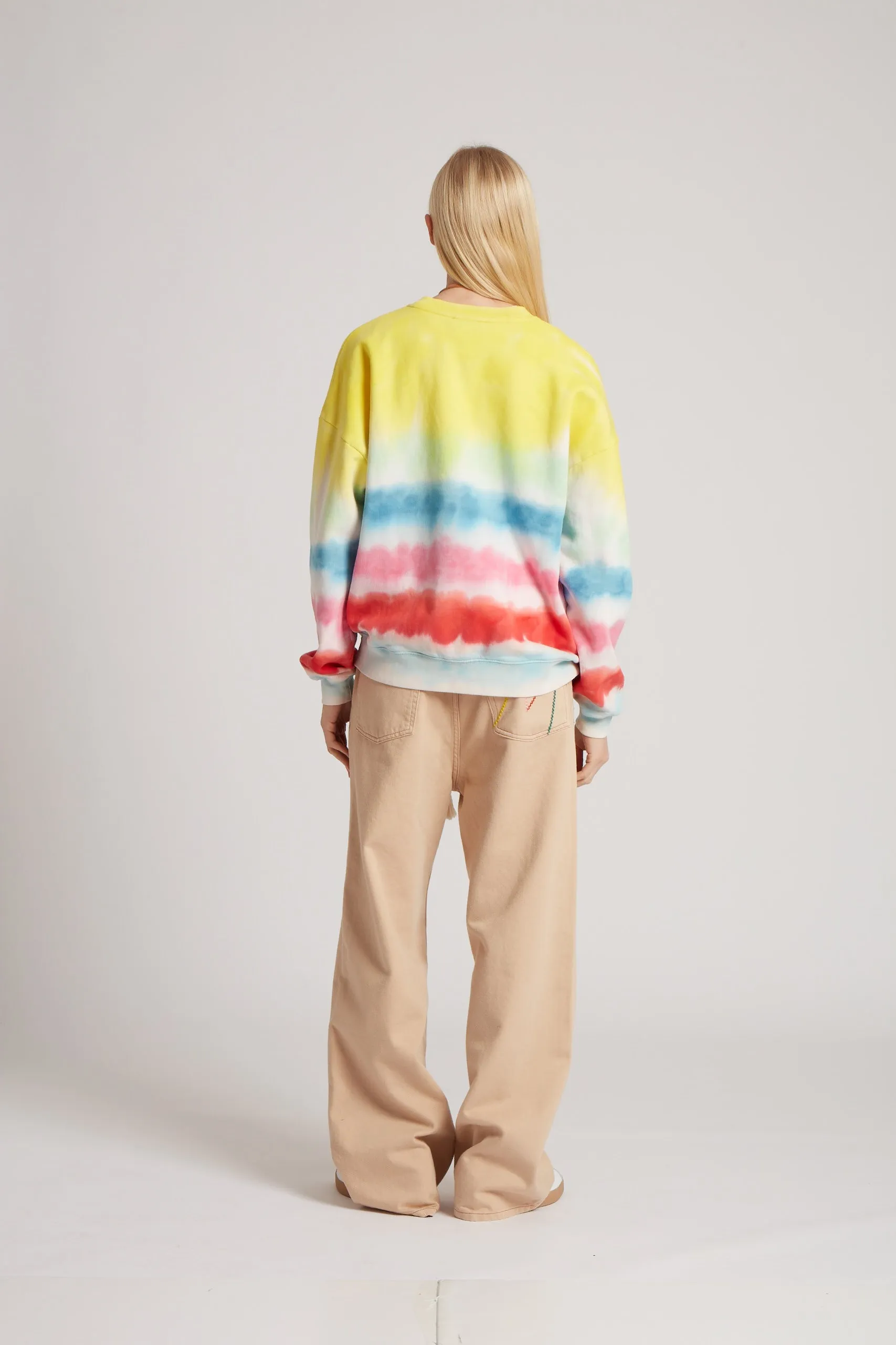 Tie-Dye Leather Patch Sweatshirt