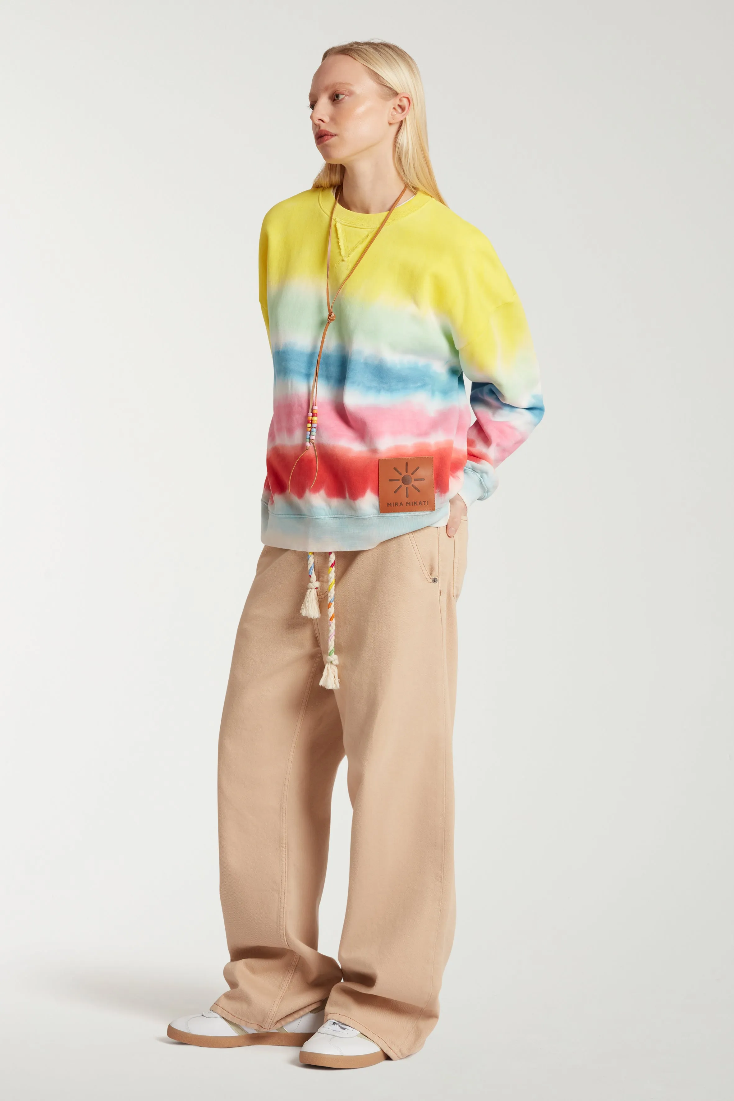Tie-Dye Leather Patch Sweatshirt