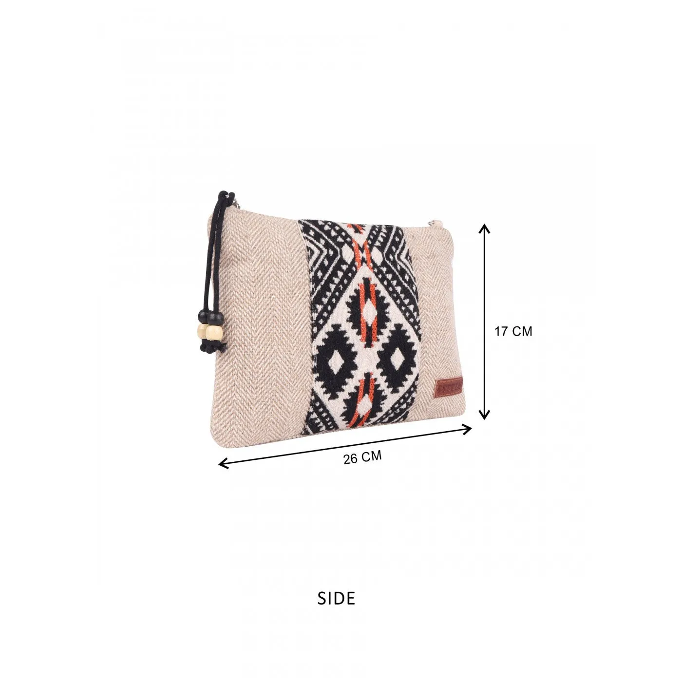 Women Black Leopard Pattern Woven Makeup/Travel Pouch With Tassels