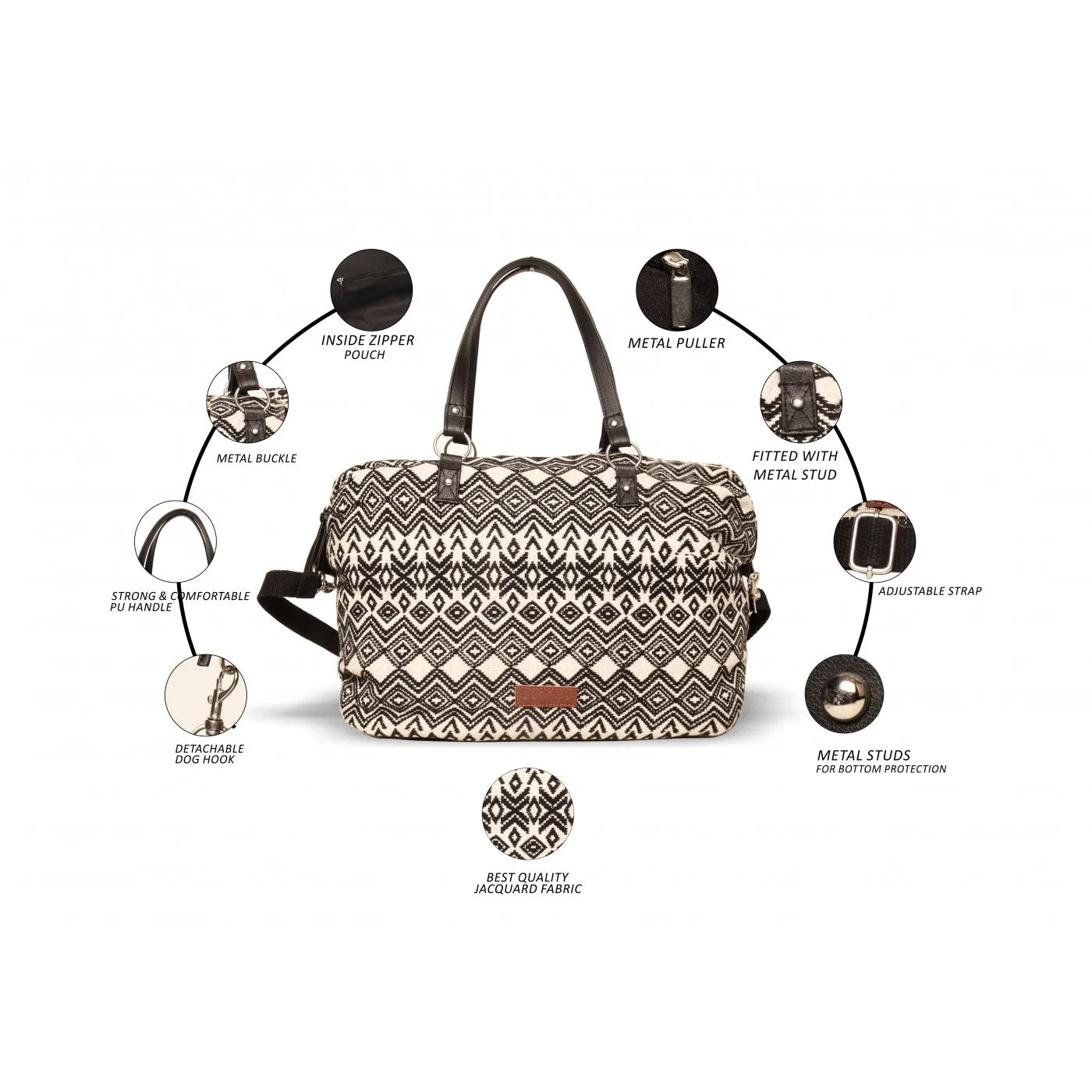 Women Black White Womens Weekender Bag Big Size