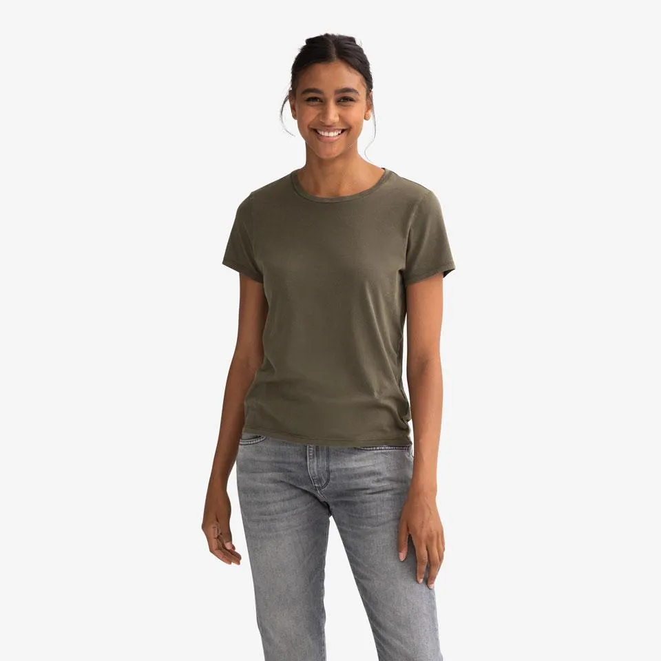 Women's Garment Wash Crew Neck T-Shirt