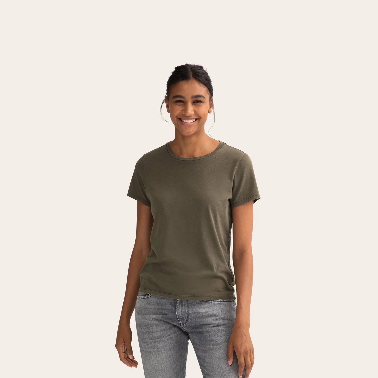 Women's Garment Wash Crew Neck T-Shirt