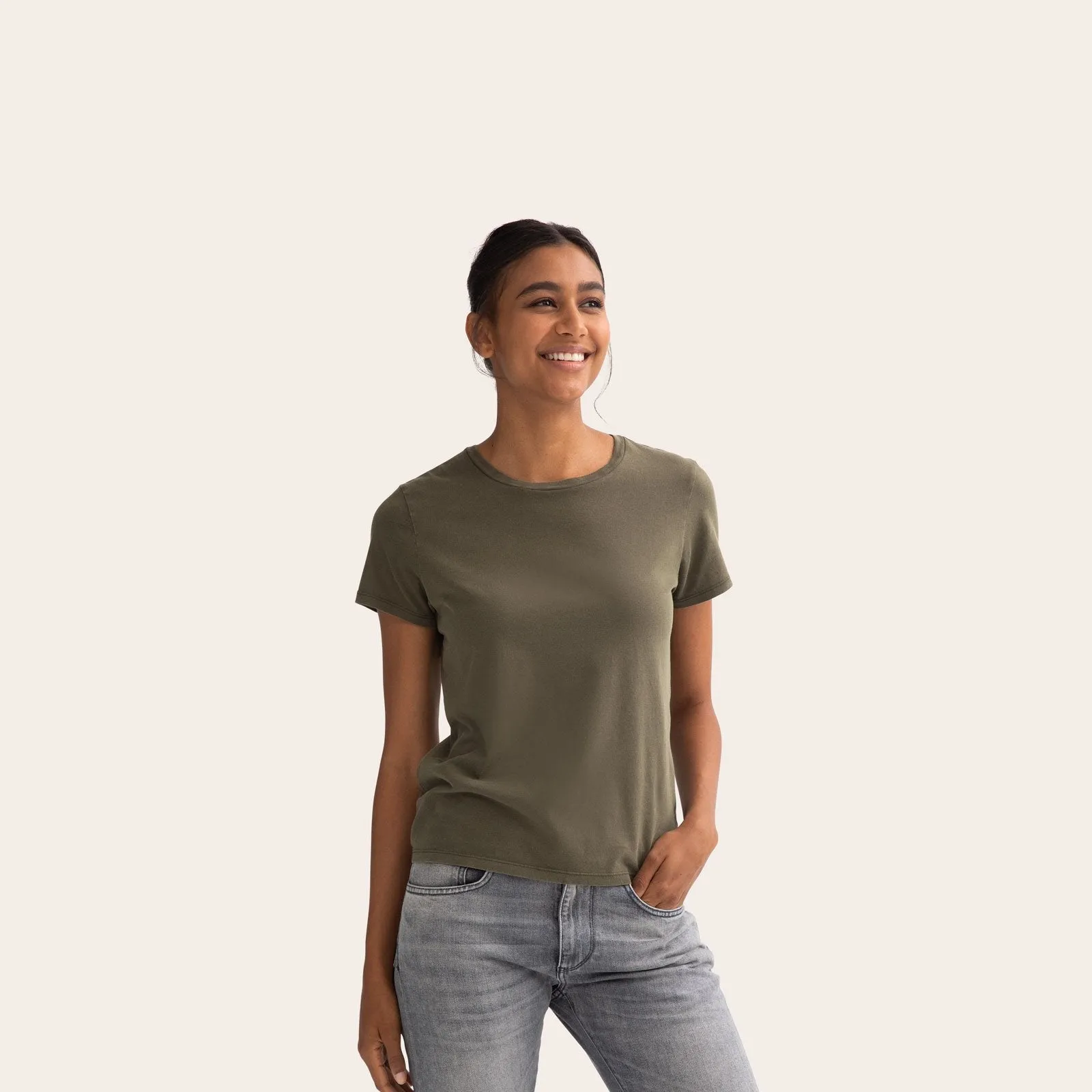 Women's Garment Wash Crew Neck T-Shirt