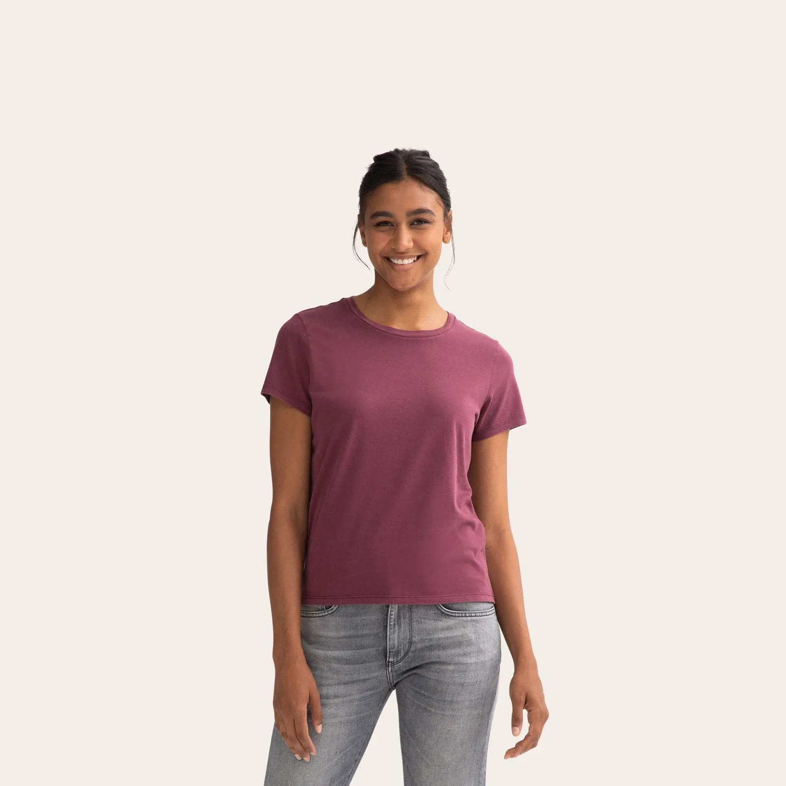 Women's Garment Wash Crew Neck T-Shirt