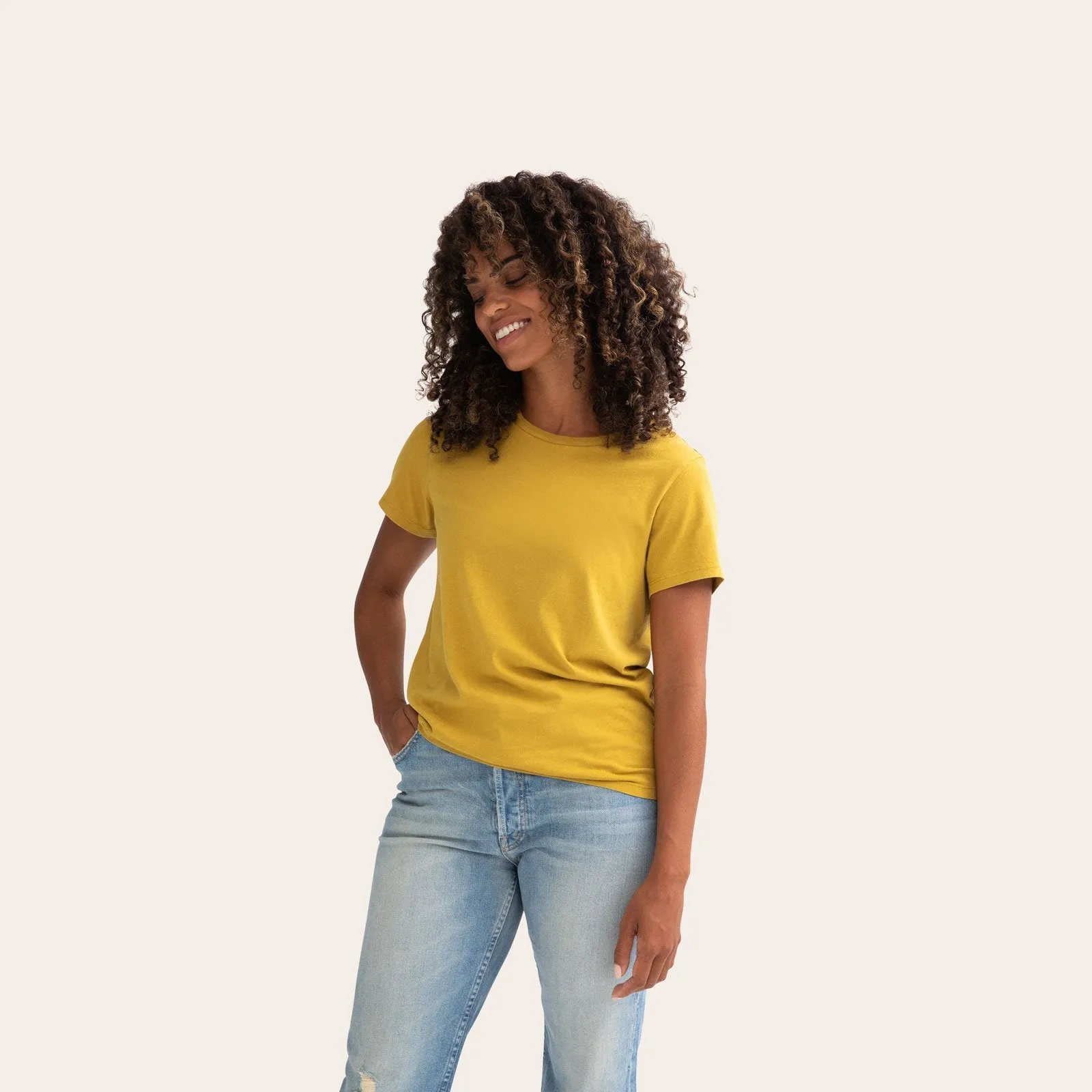 Women's Garment Wash Crew Neck T-Shirt